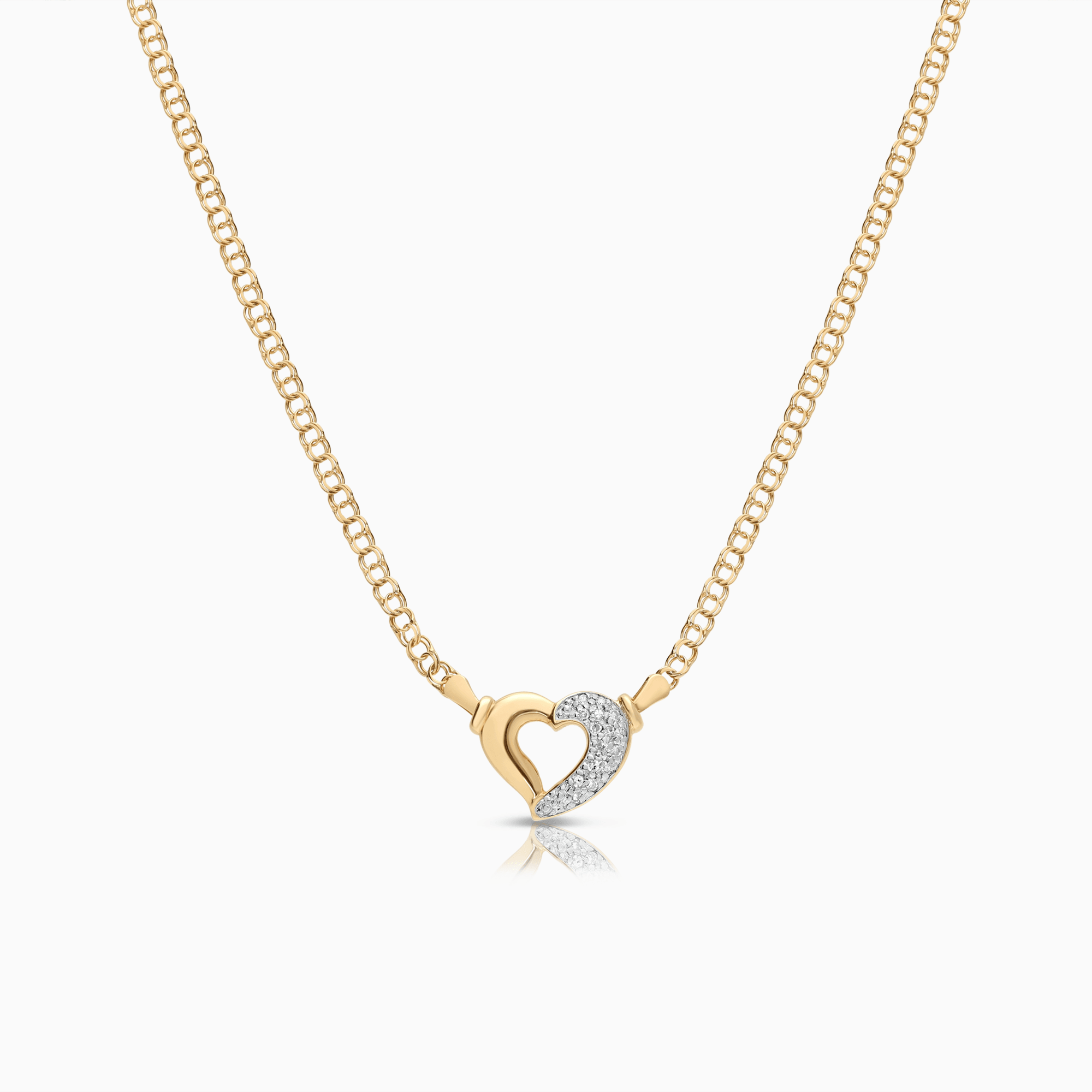Bismarck necklace with heart pendant diamonds 0.15ct 18K gold