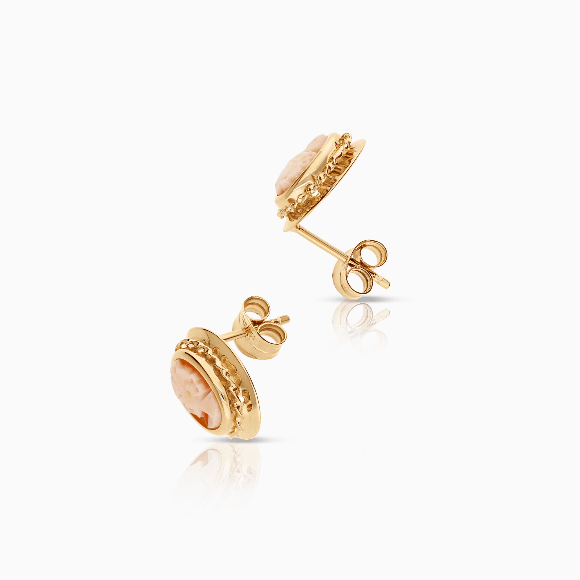 Gold earrings cameo 1.21g 18K gold