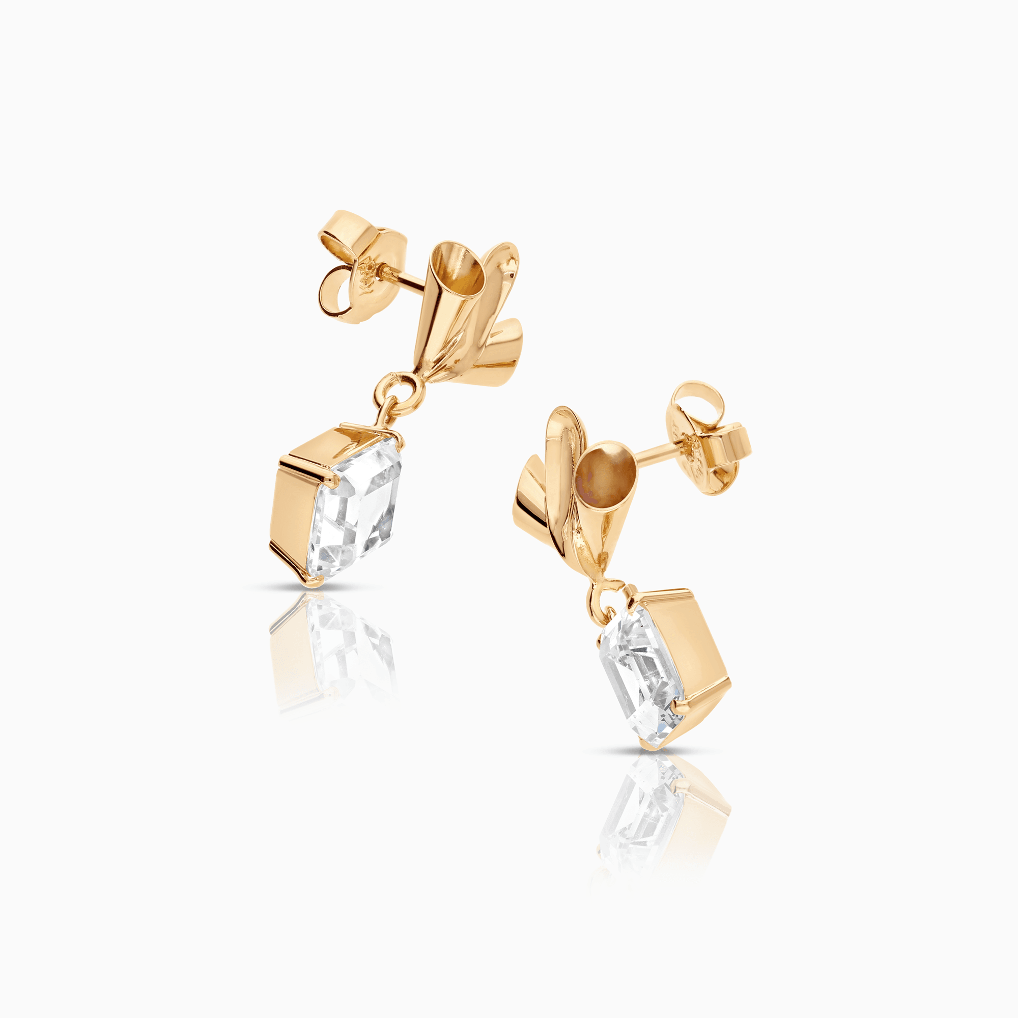 Guldörhängen med vita bergskristaller 3,22g 18K guld