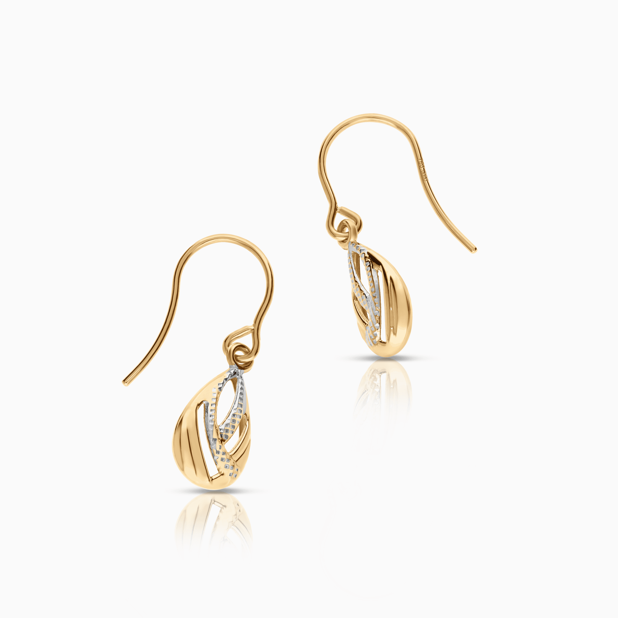Gold earrings 0.86g 18K yellow/white gold
