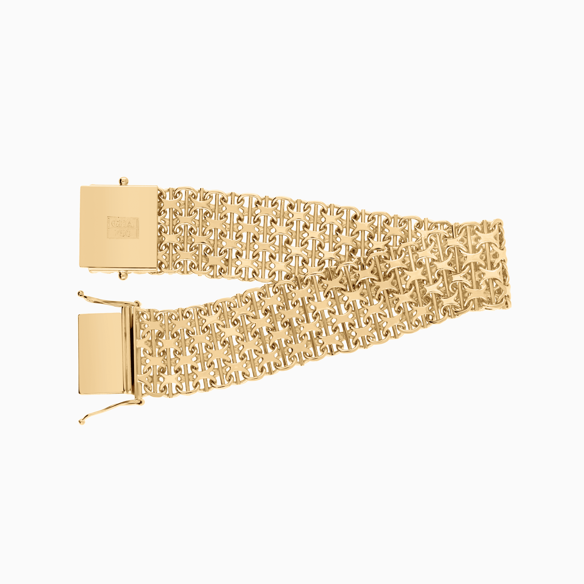 X-link bracelet with bar 52.98g 18K gold