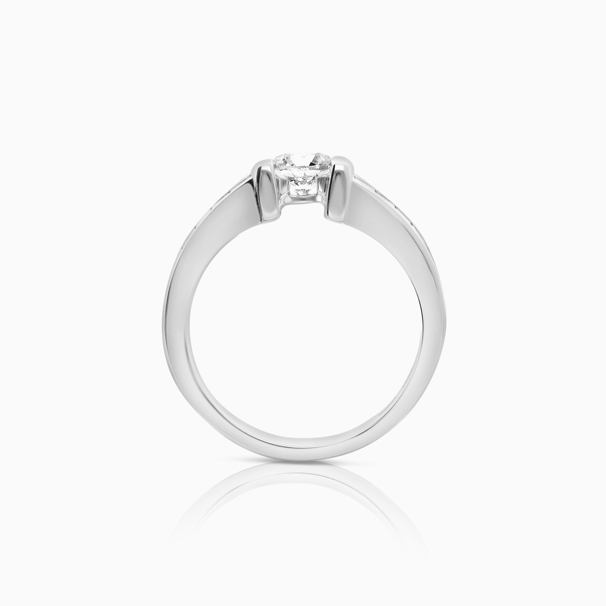 Side stone ring 1.26ct 18K white gold