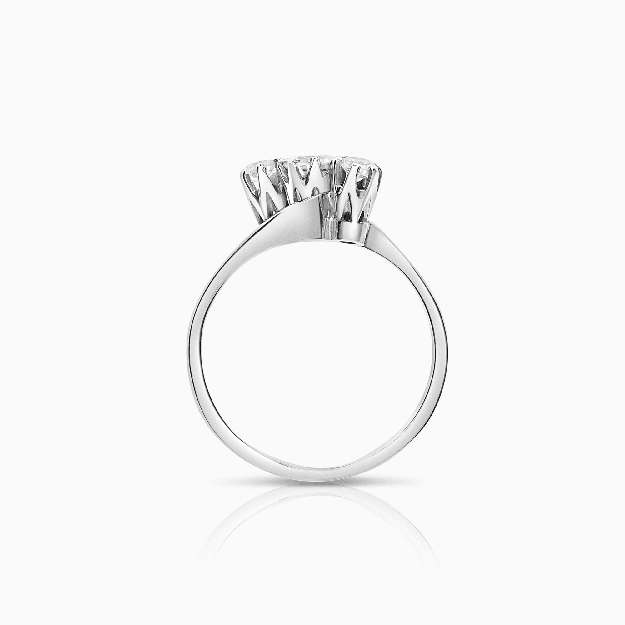 Trestensring trillinger 0,38ct 18K hvitt gull