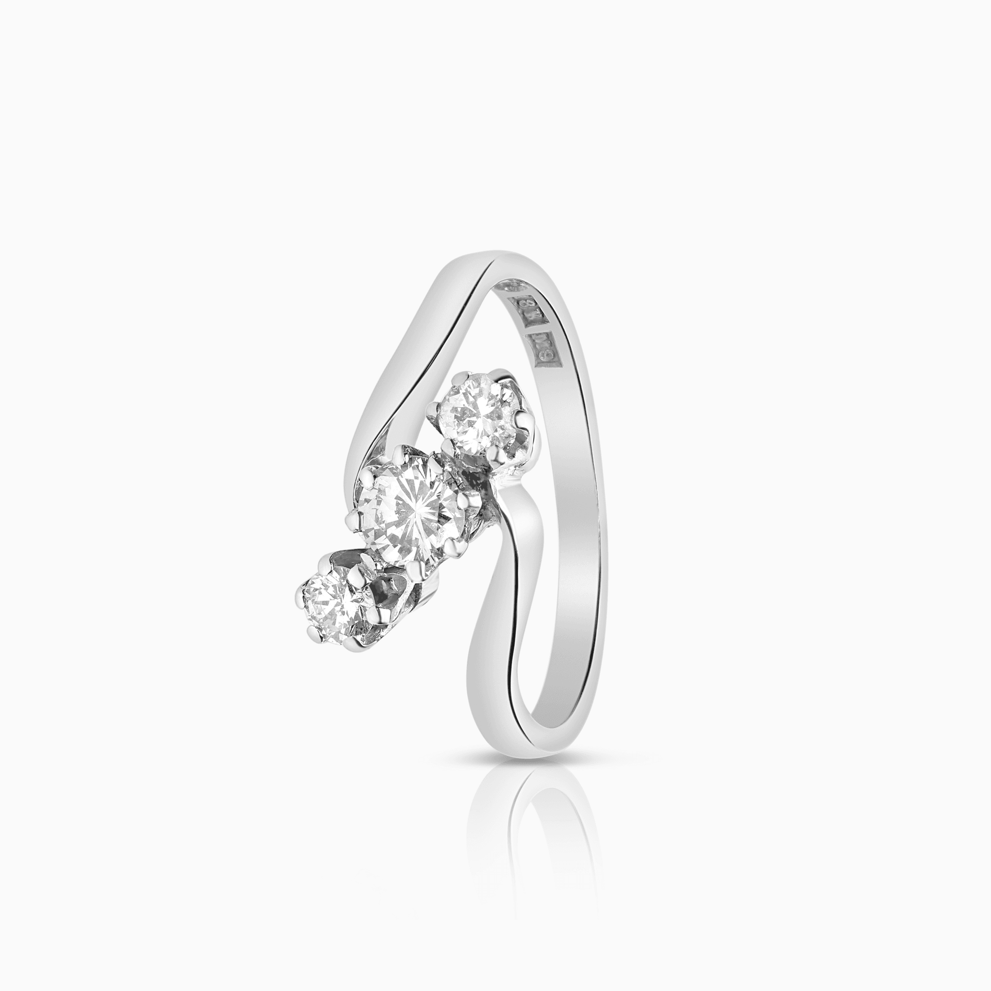 Trestensring trilling 0,38ct 18K vitguld
