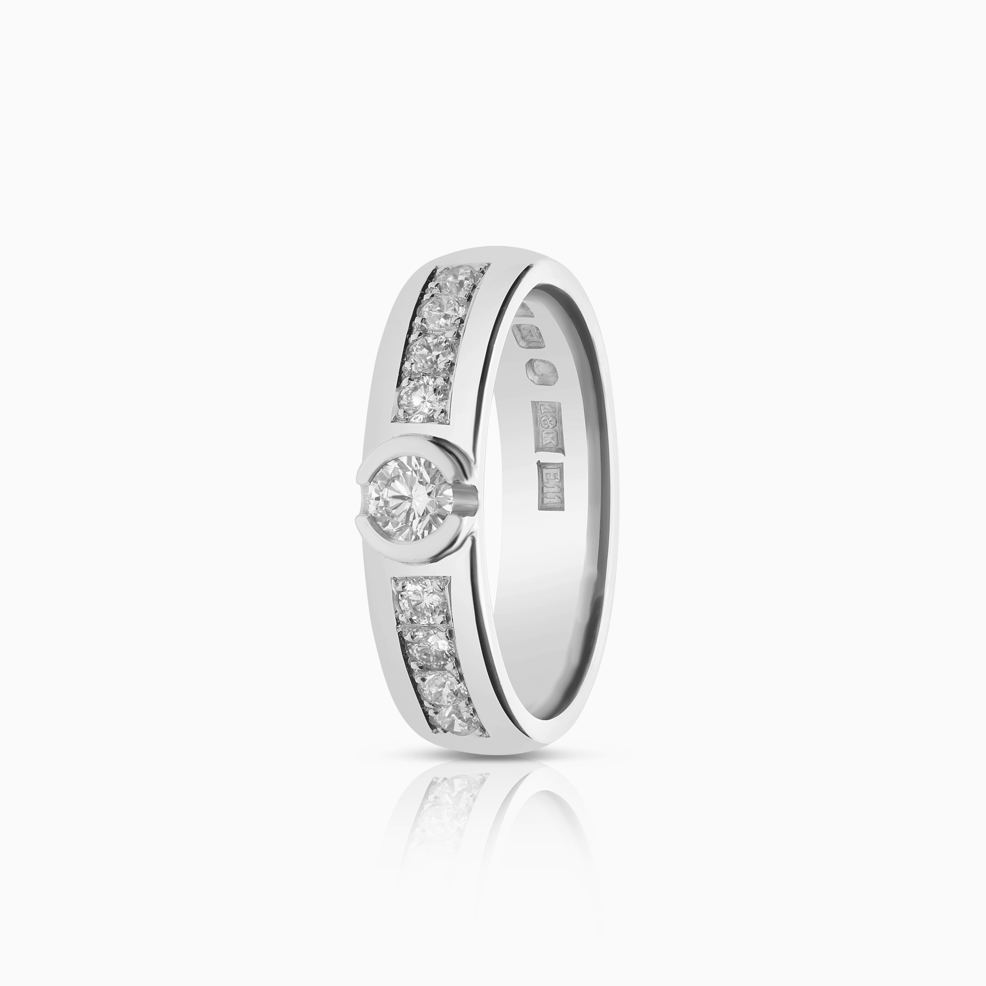 Side Stone Ring 0.41ct 18K White Gold