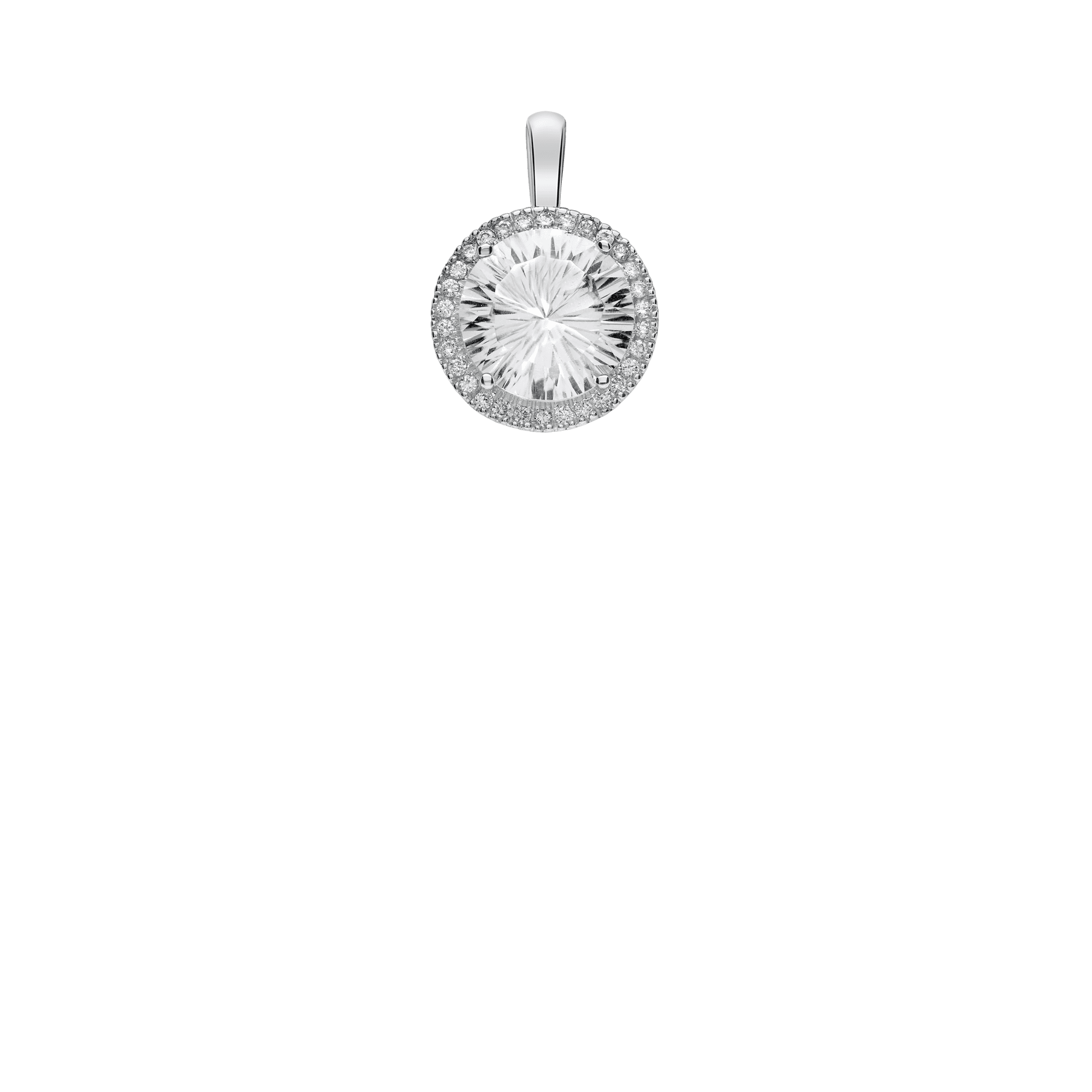 Hängsmycke med diamanter och en vit kvarts 0,21ct 18K vitguld