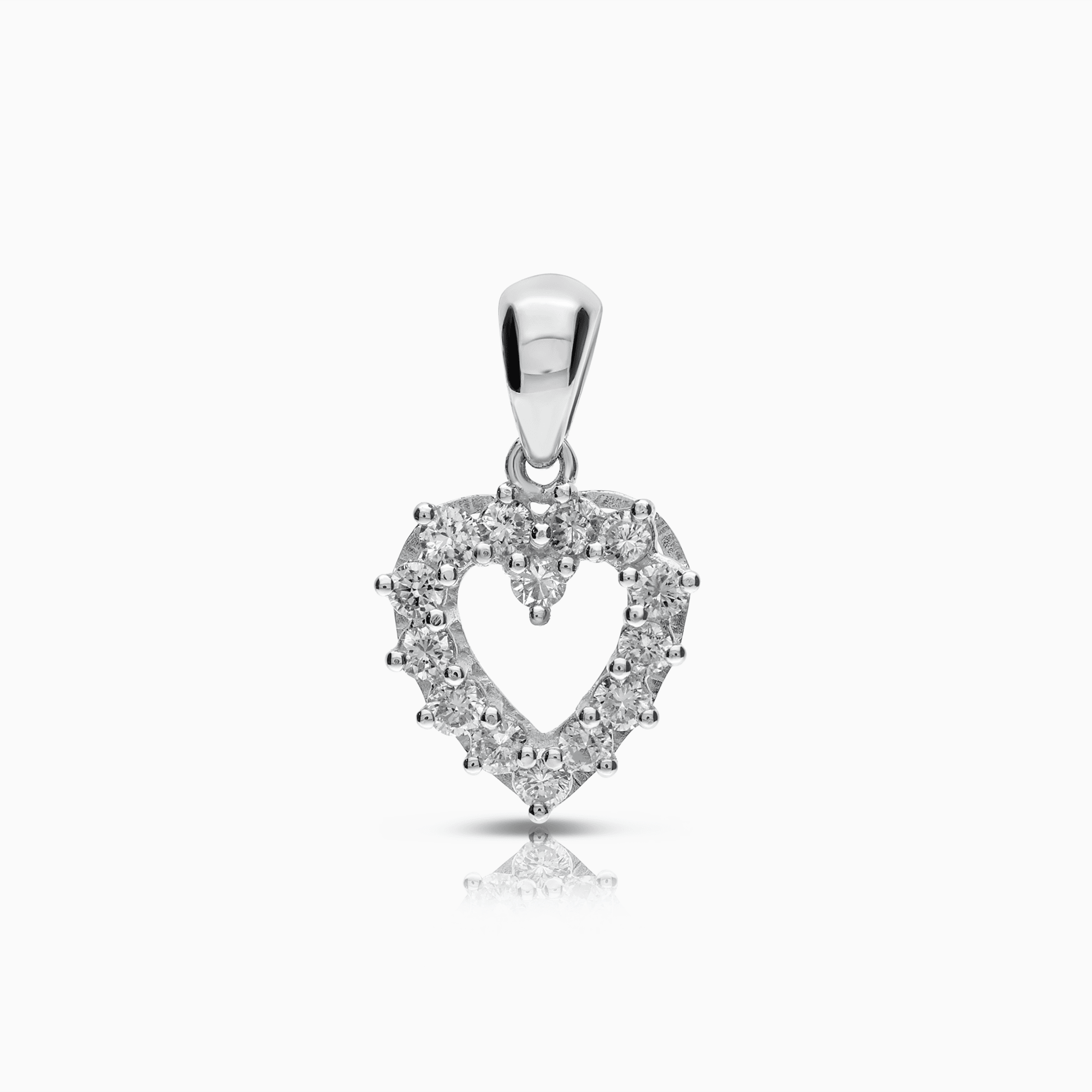 Hjertesmykke med diamanter 0,45ct 18K hvitt gull