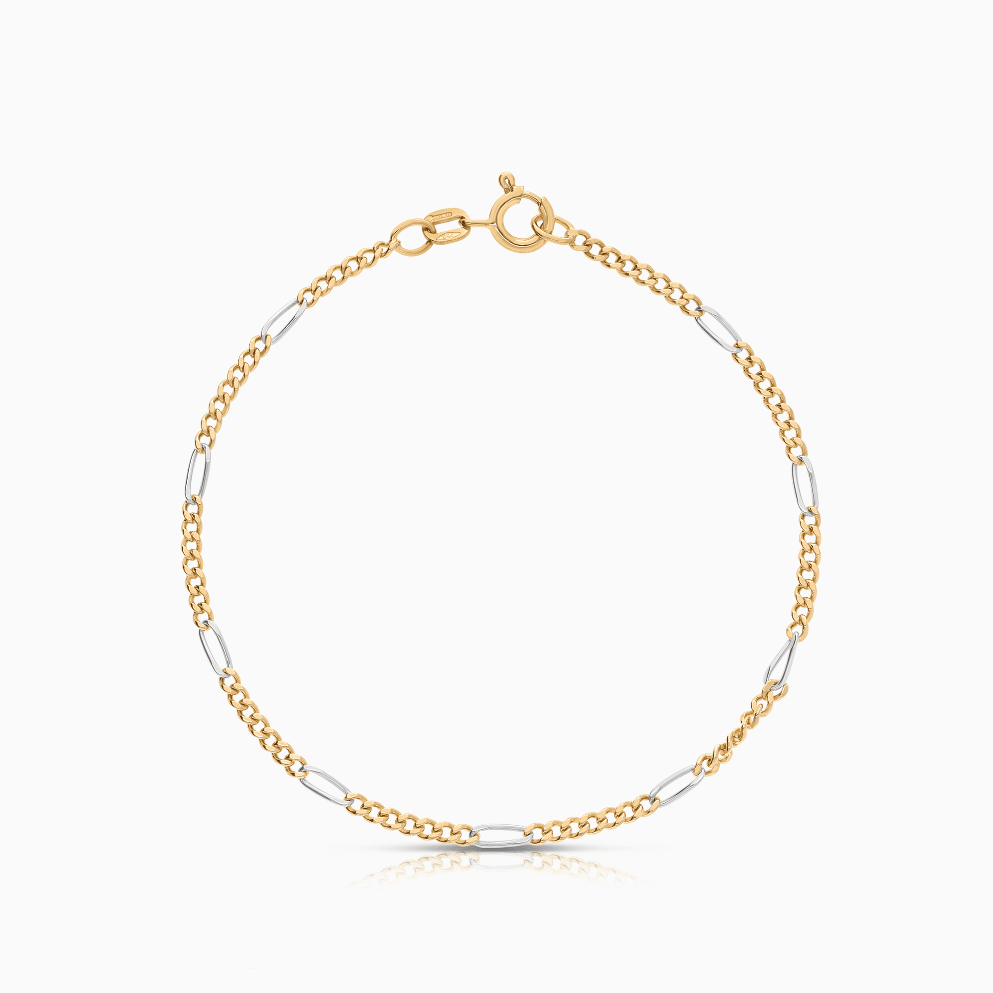 Figaro bracelet 2.54g 18K white/yellow gold
