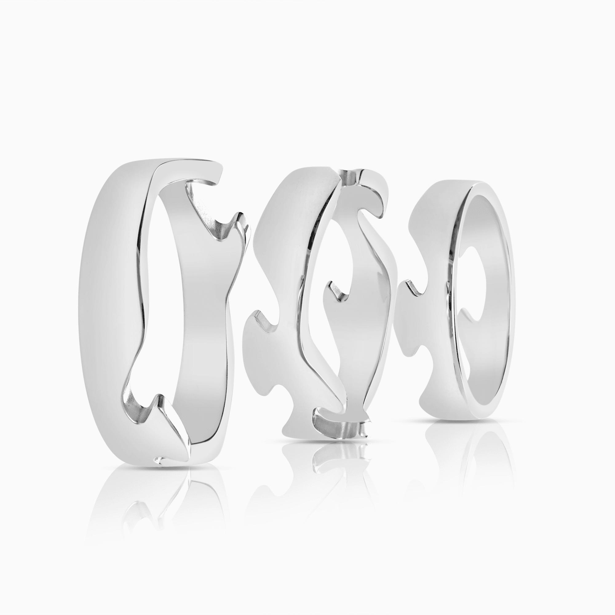 Georg Jensen Fusion 3-piece ring 18.97g 18K white gold