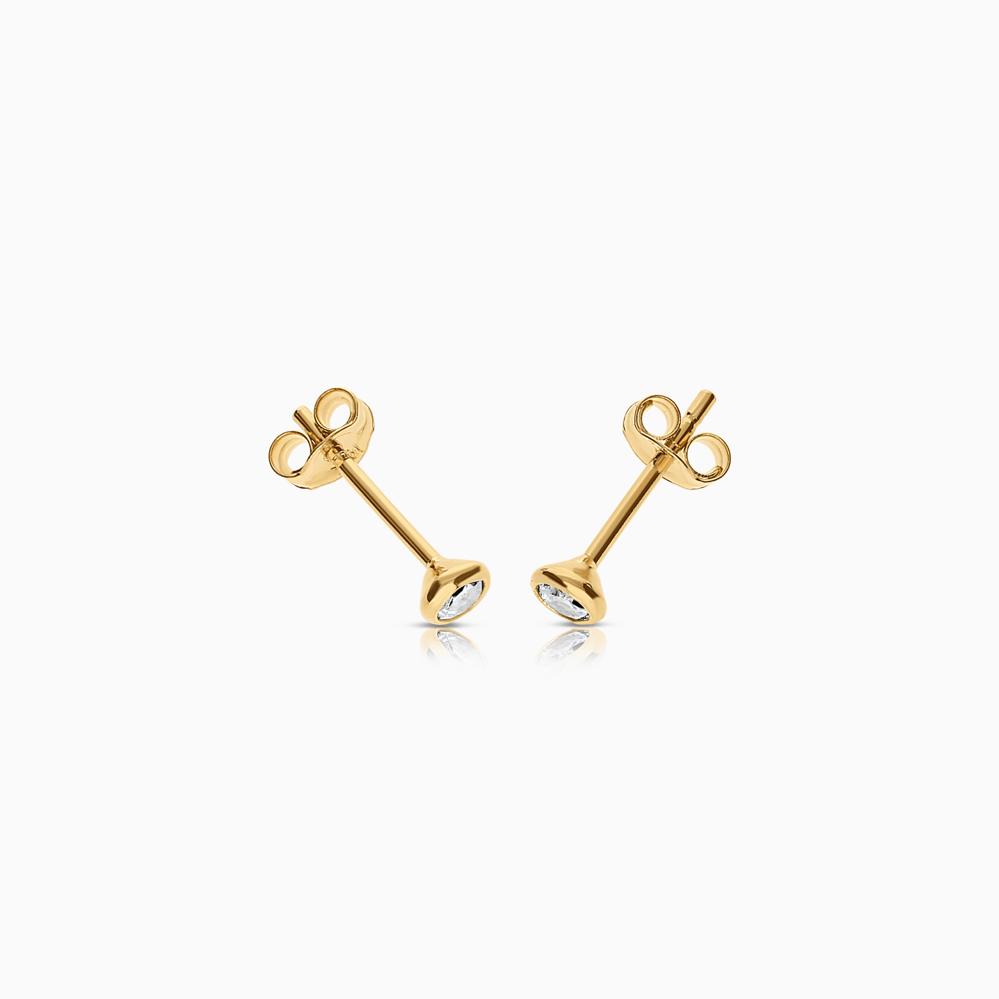 Gold earrings with white cubic 0.30g 18K gold