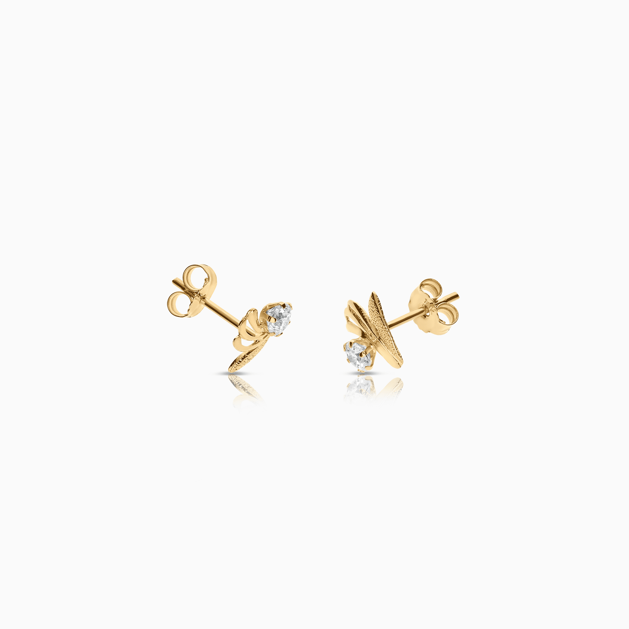 Gold earrings with white cubic 0.68g 18K gold