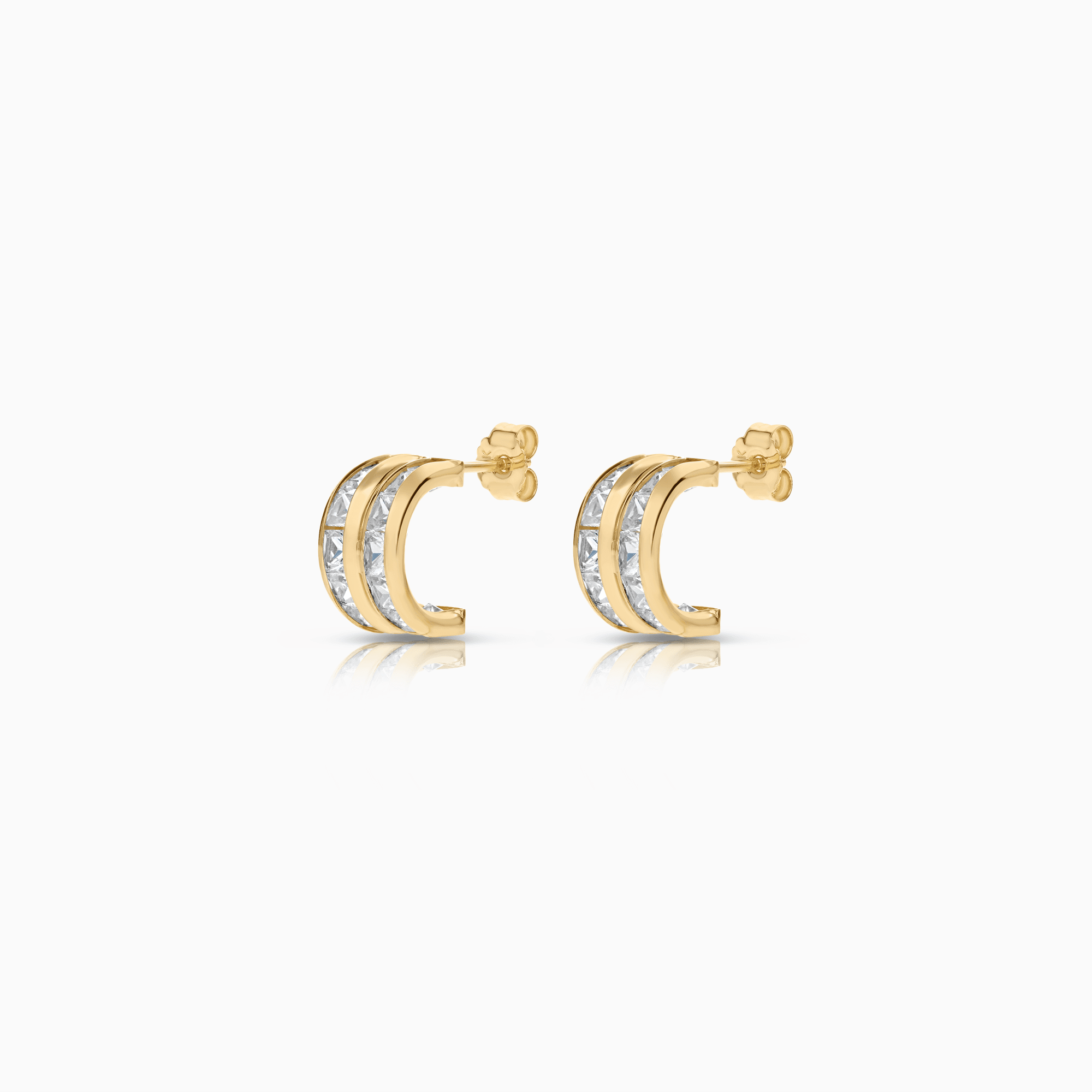 Gold earrings with white cubic 2.17g 18K gold