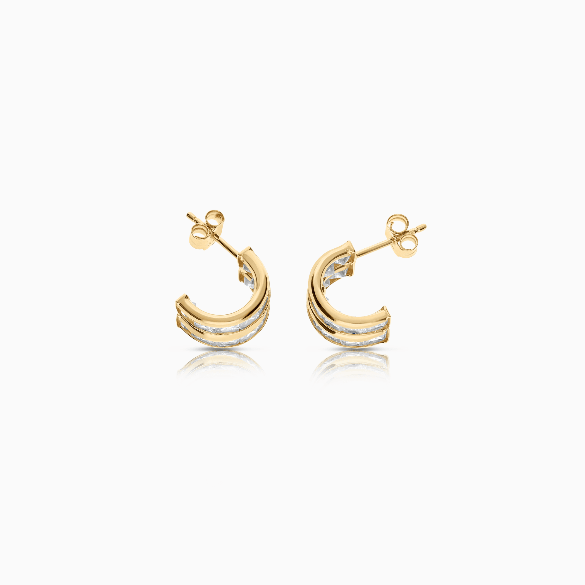 Gold earrings with white cubic 2.17g 18K gold