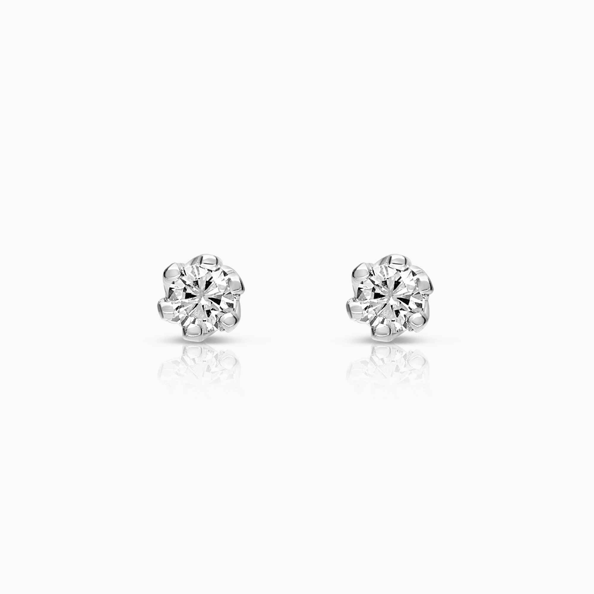 Solitaire earrings 0.12ct 18K white gold