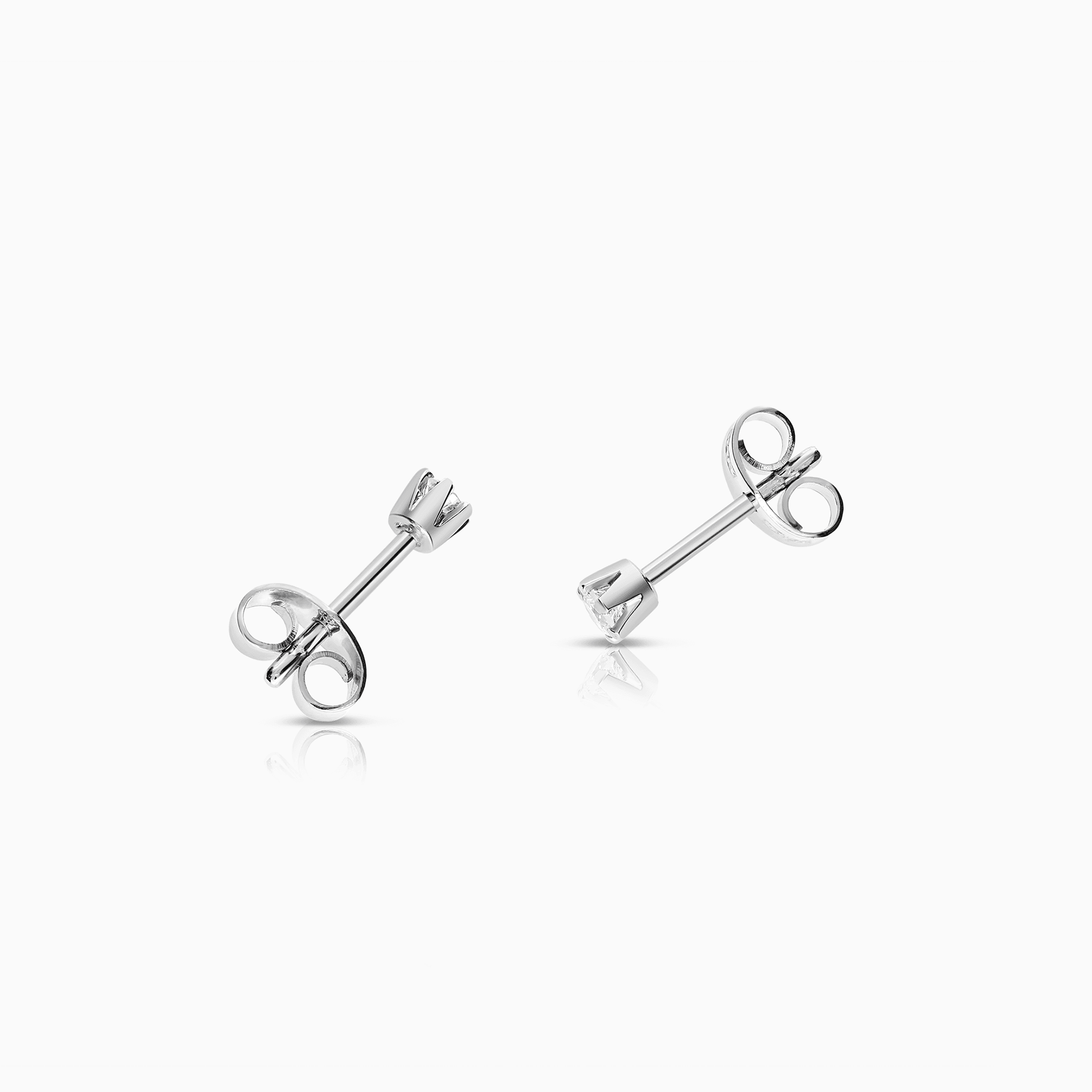 Solitaire earrings 0.12ct 18K white gold