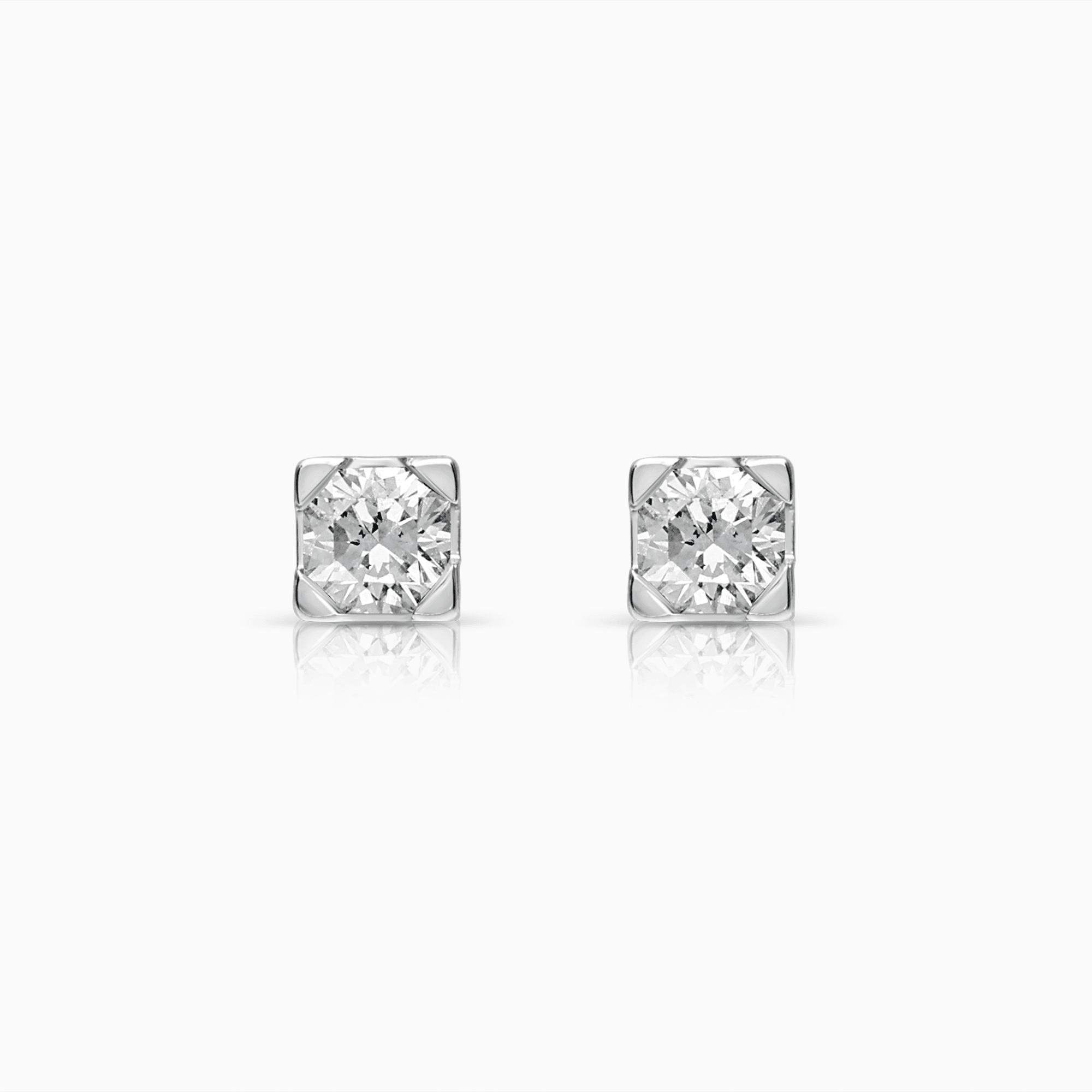 Solitaire earrings 0.16ct 18K white gold