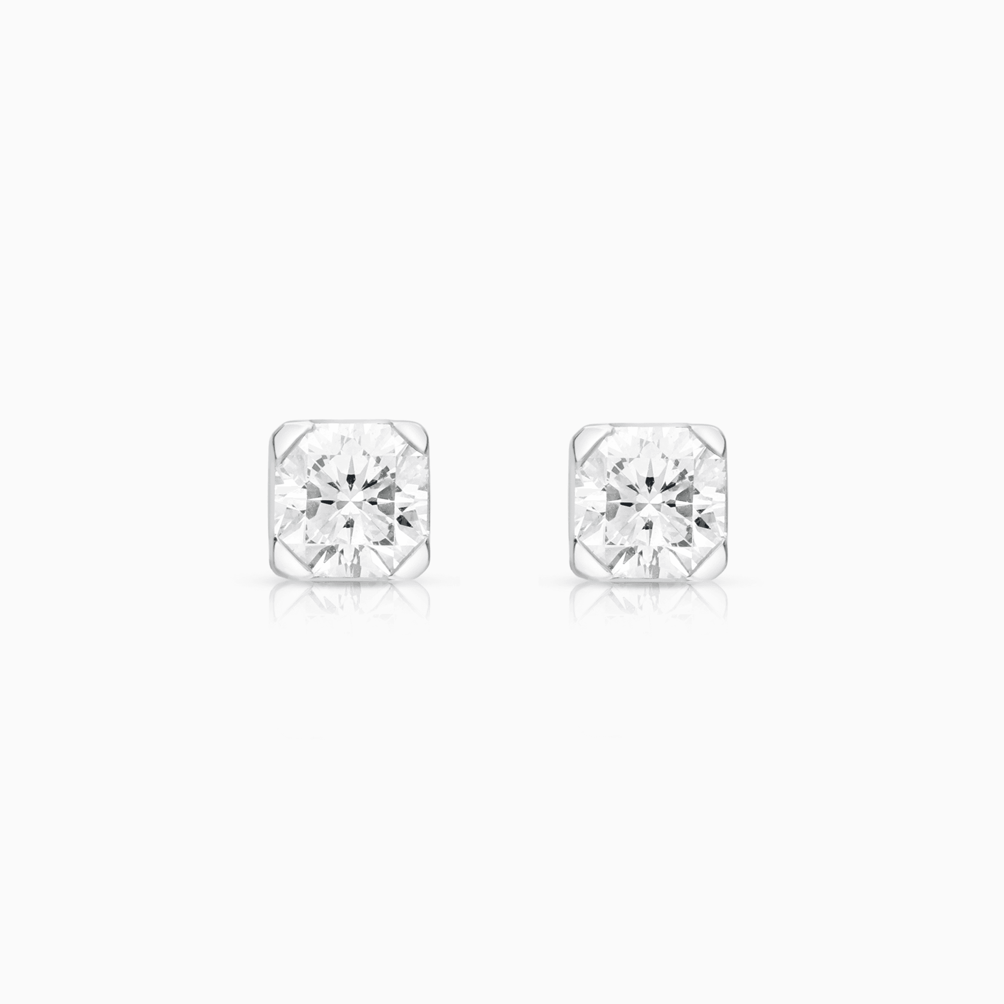 Solitaire earrings diamonds 0.86ct 18K white gold