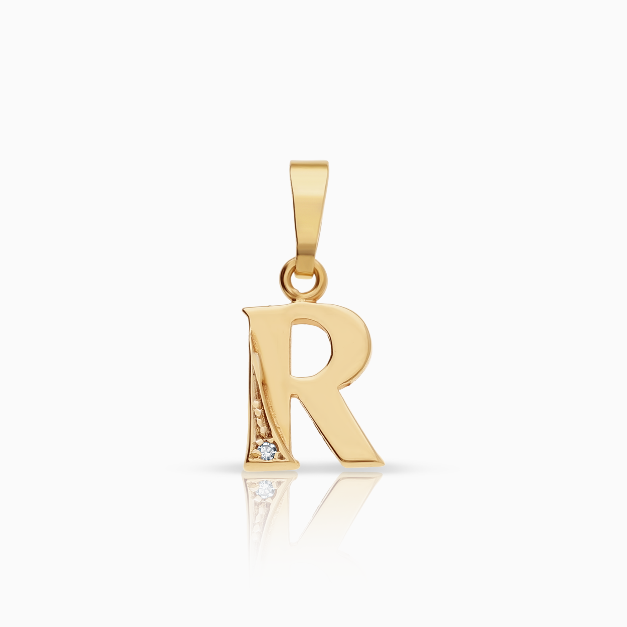Letter pendant R 0.60g 18K gold