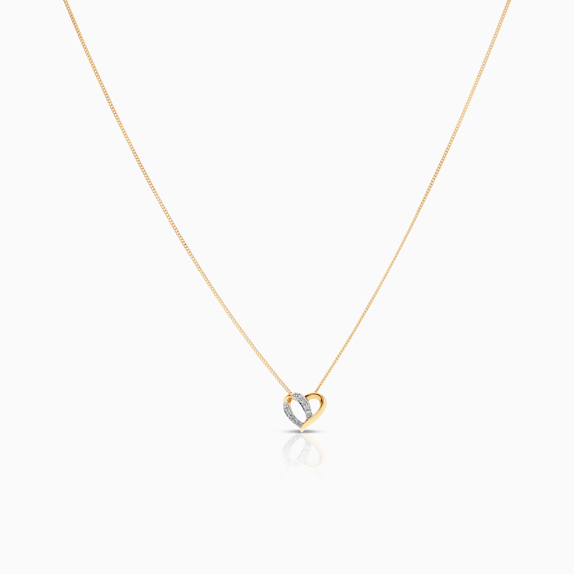 Halsband med hjärthänge 0,03ct 18K guld