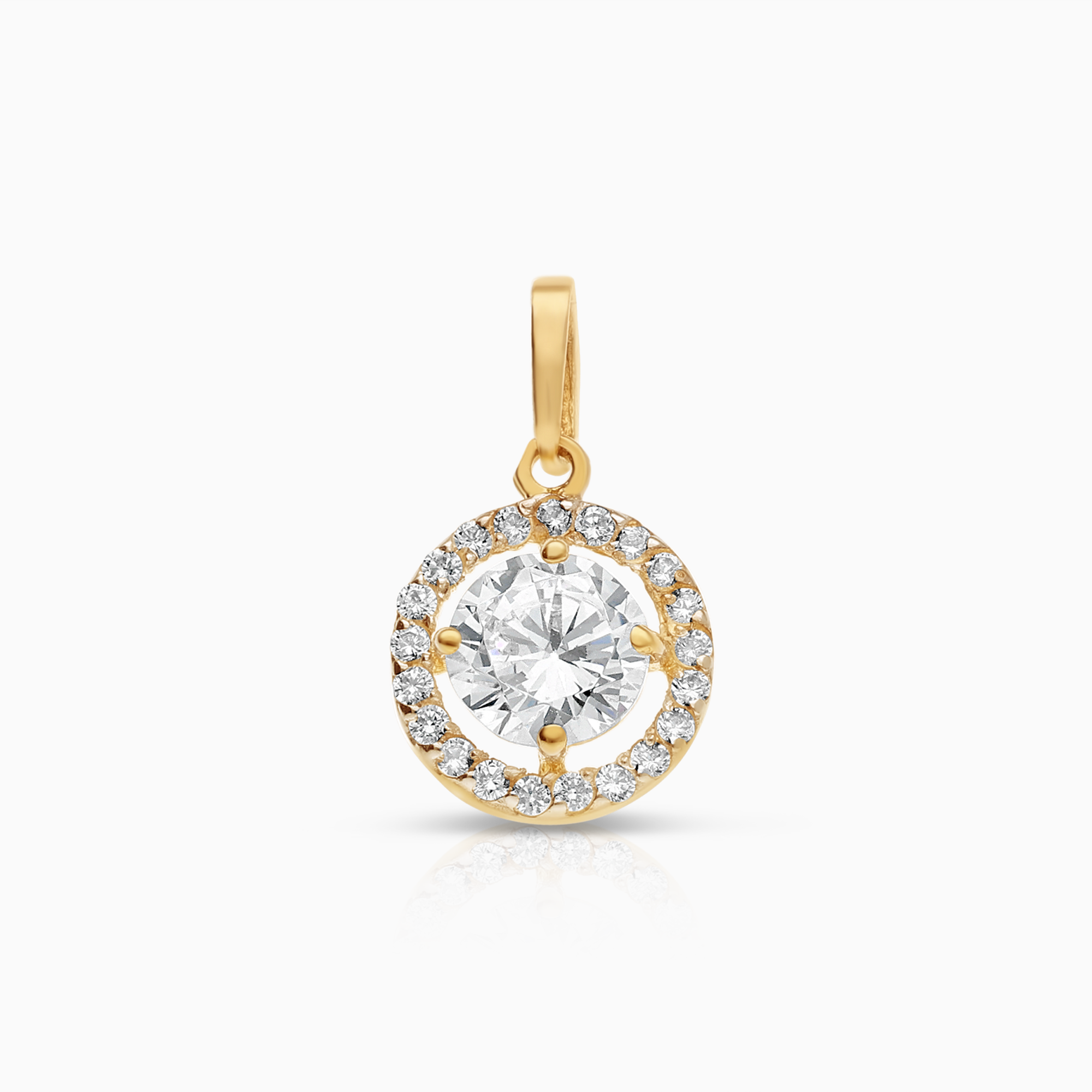 Hängsmycke halo 0,65g 18K guld med cubic zirconia