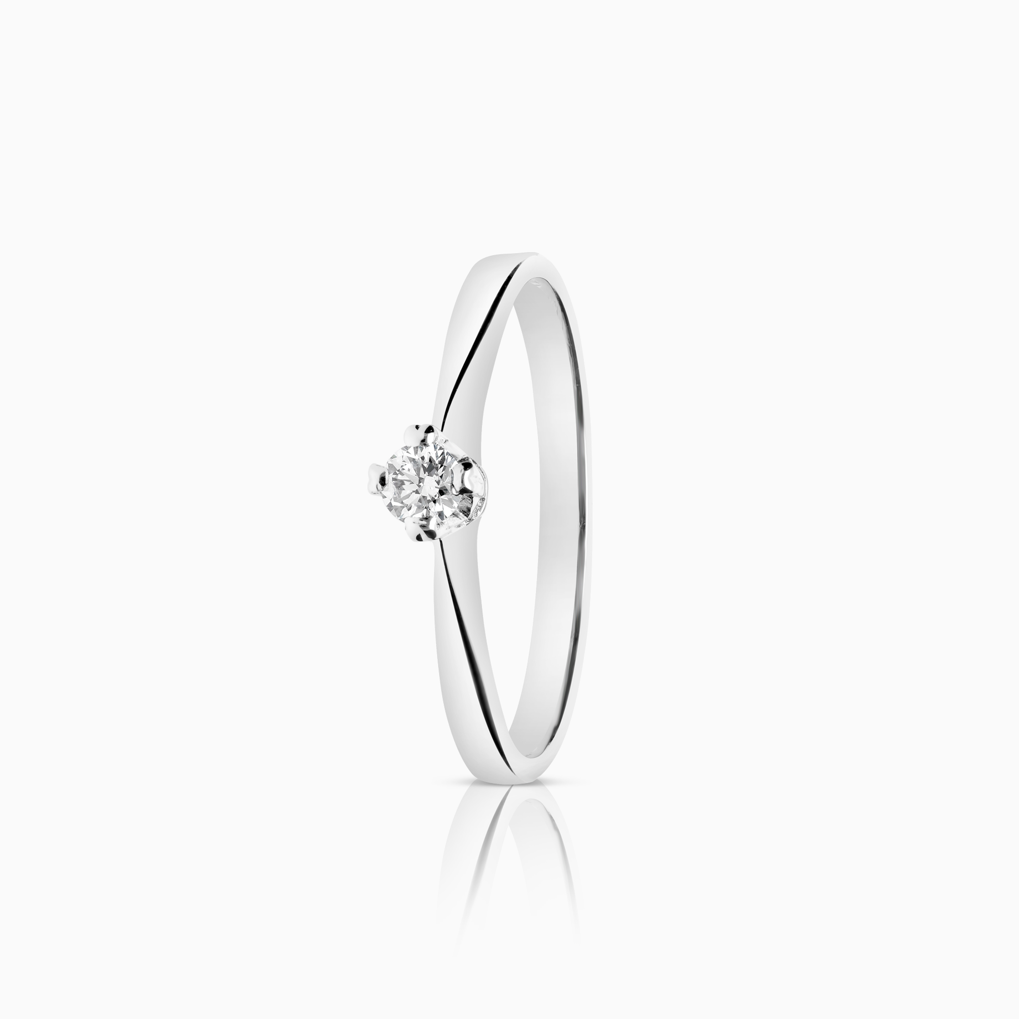 Solitaire-ring 0,10ct 18K hvitt gull