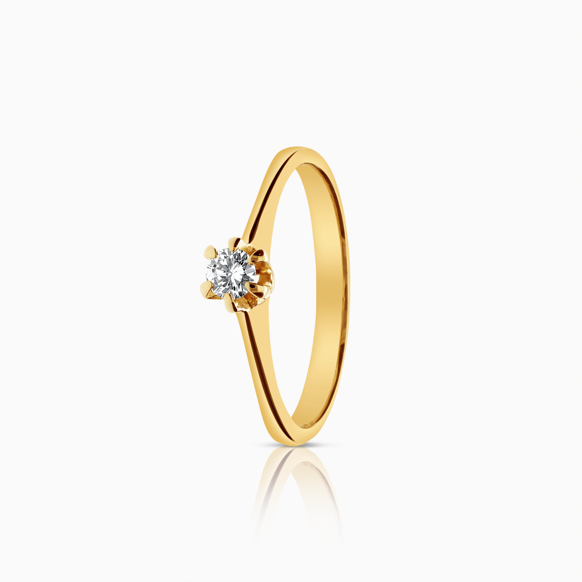 Solitaire ring 0,10 ct 18K gull