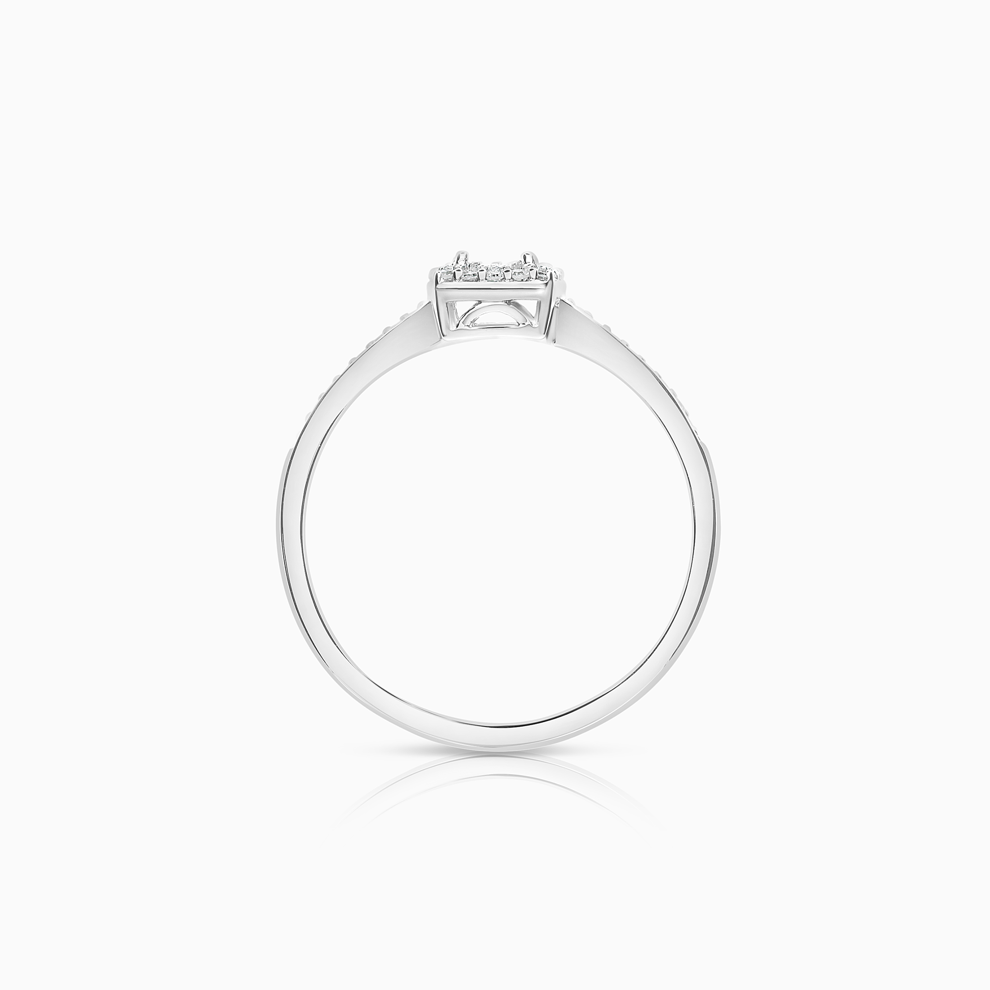 Side stone ring 0.19ct 18K white gold