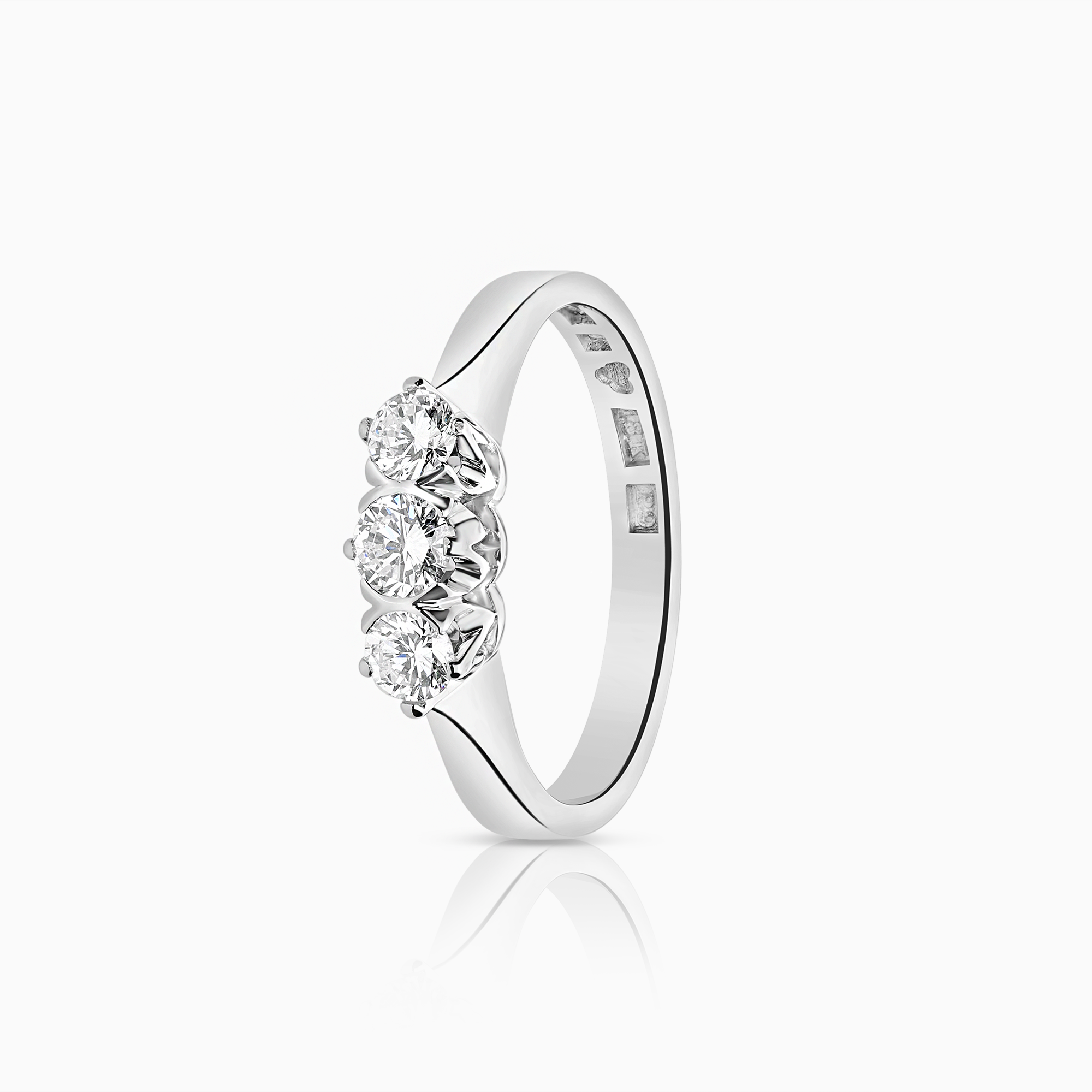 Trestensring 0,34ct 18K vitguld