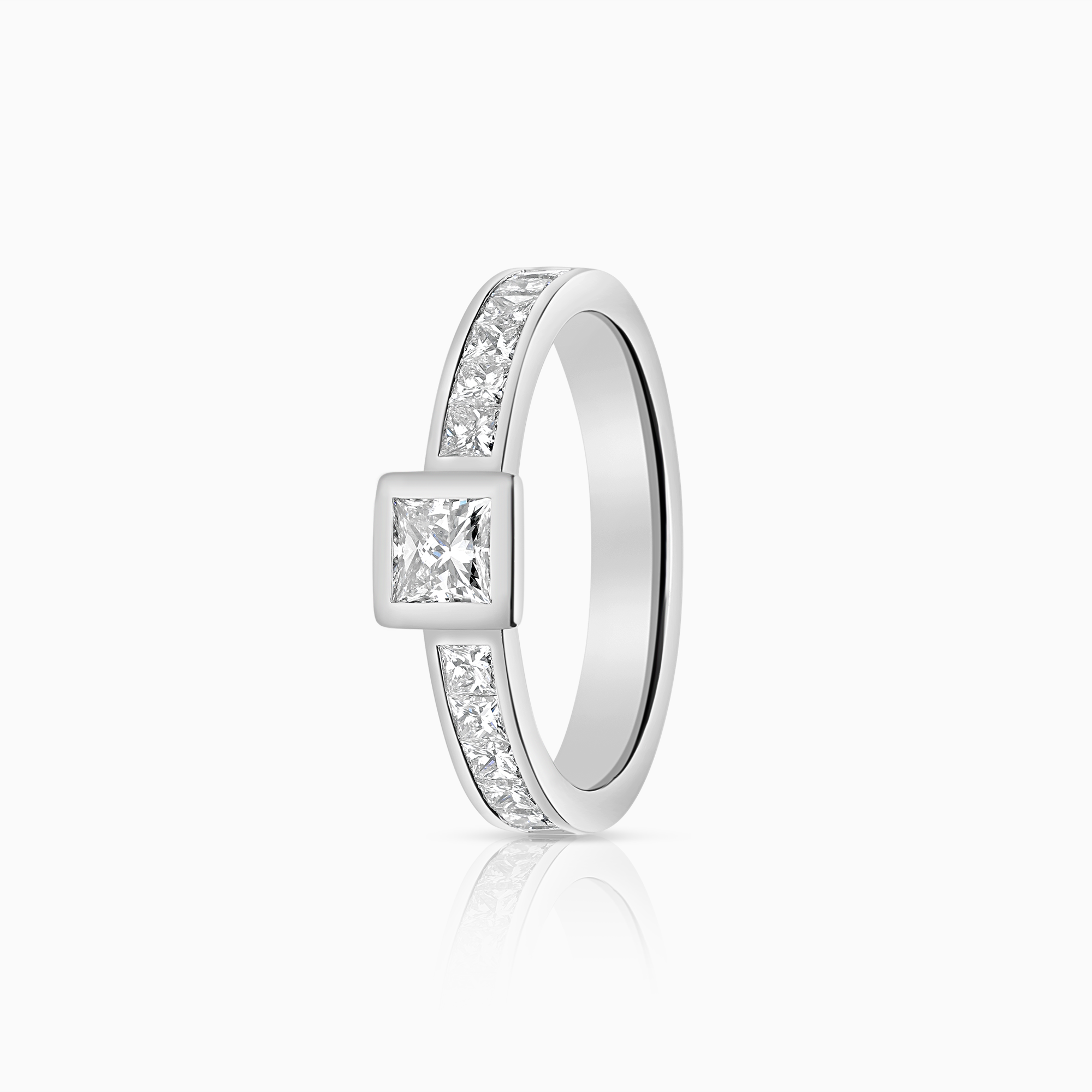 Sidostensring 1,00ct 18K vitguld