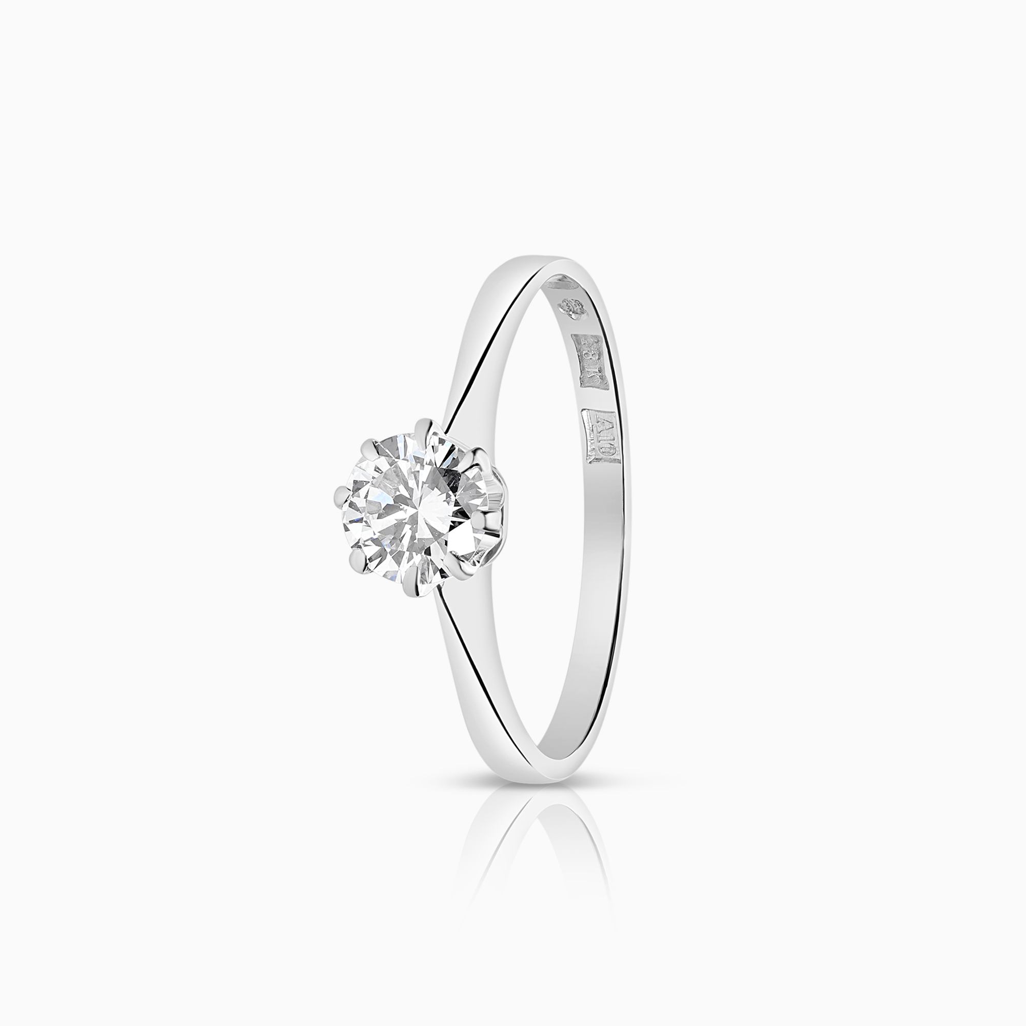 Solitaire ring 0.52ct 18K white gold
