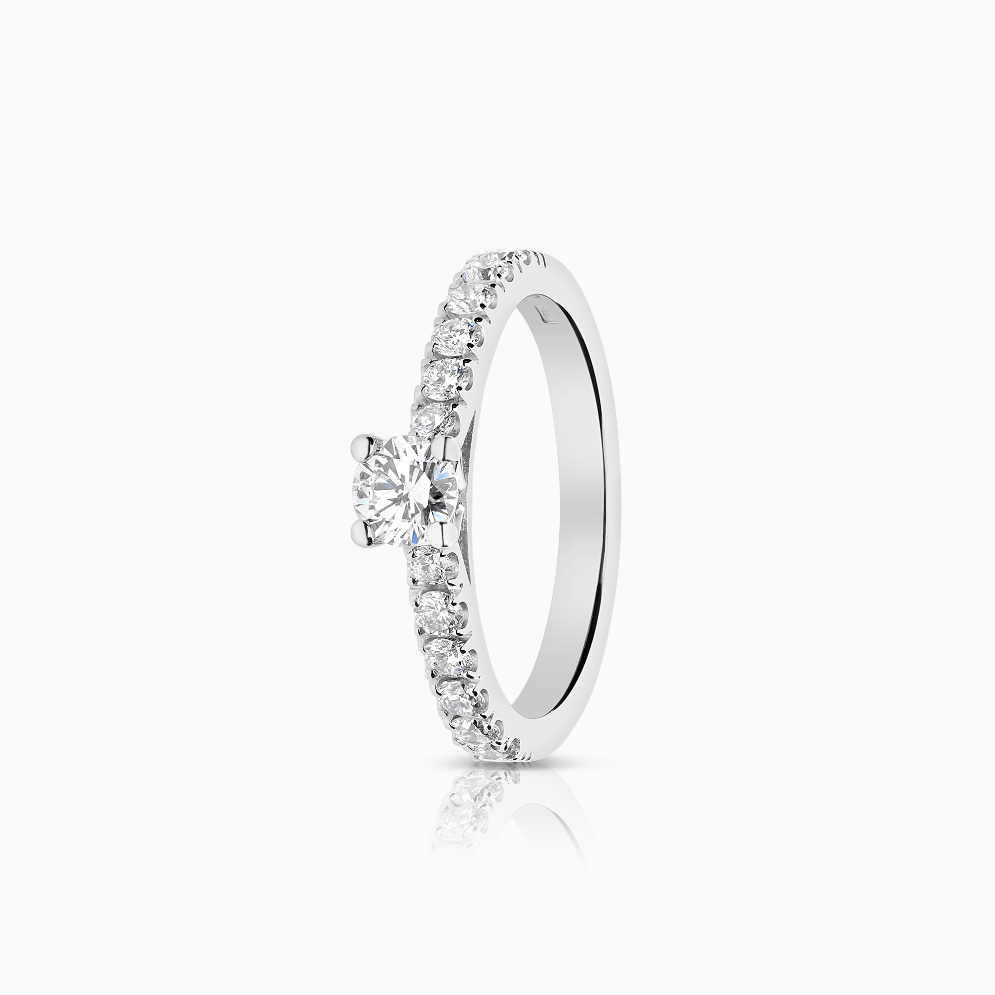 Sidostensring 0,64ct 18K vitguld