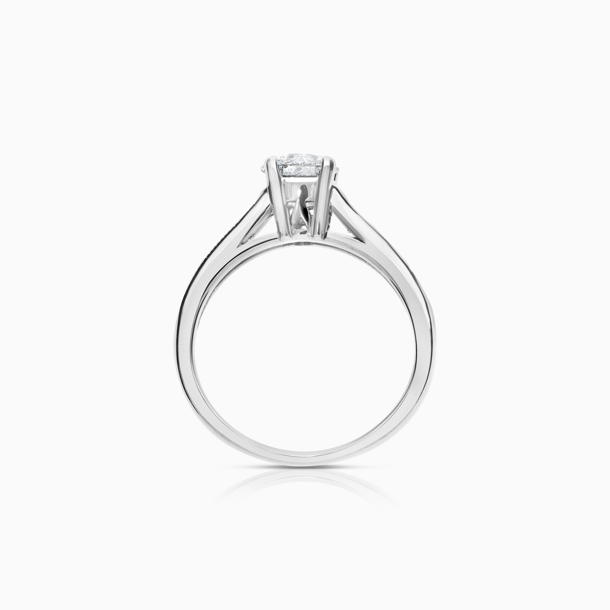 Sidostensring 1,00ct 18K vitguld