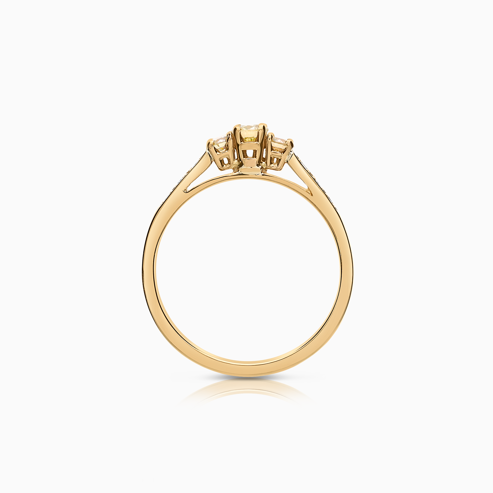 Trestensring med sidostenar 0,40ct 18K guld