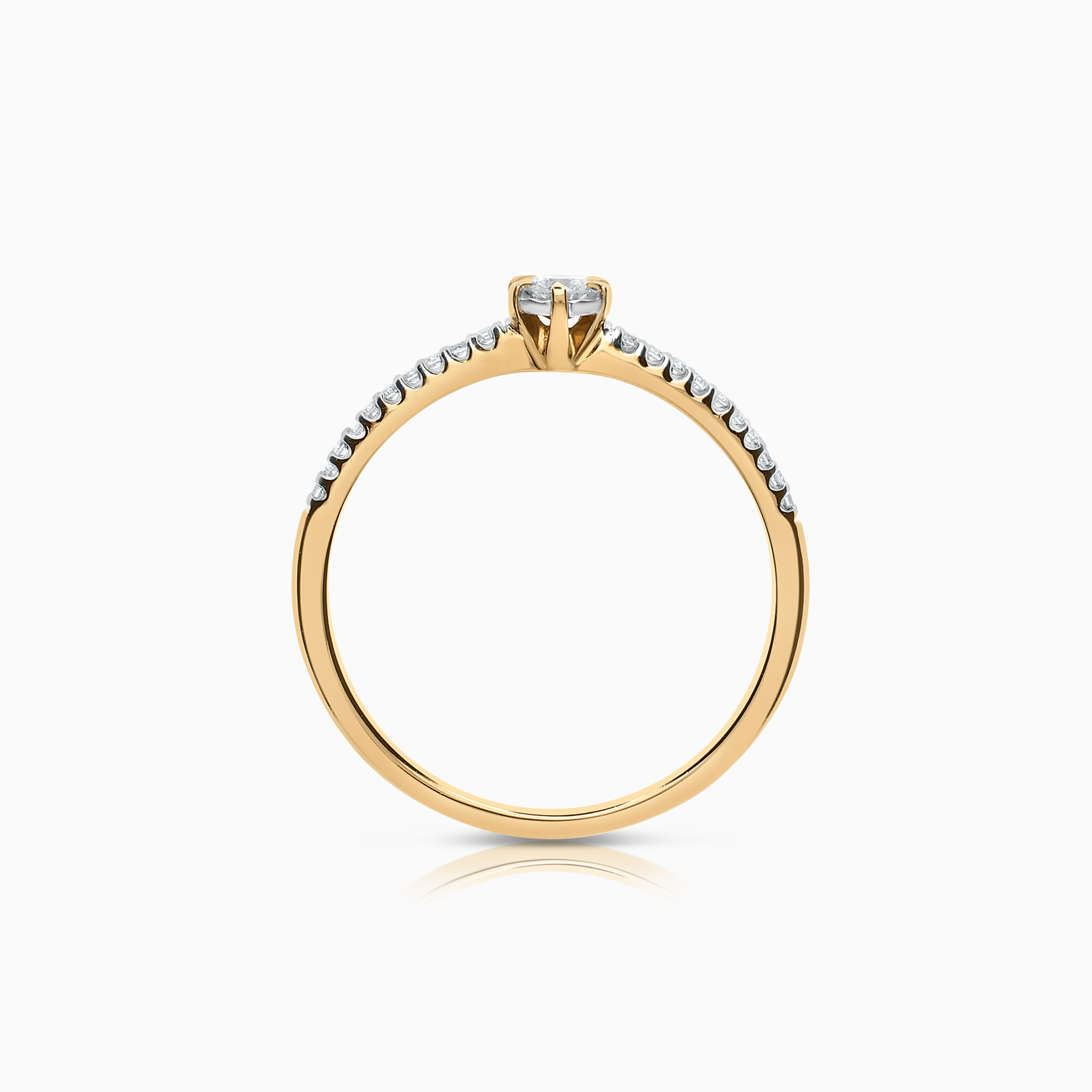 Side stone ring 0.13ct 18K gold