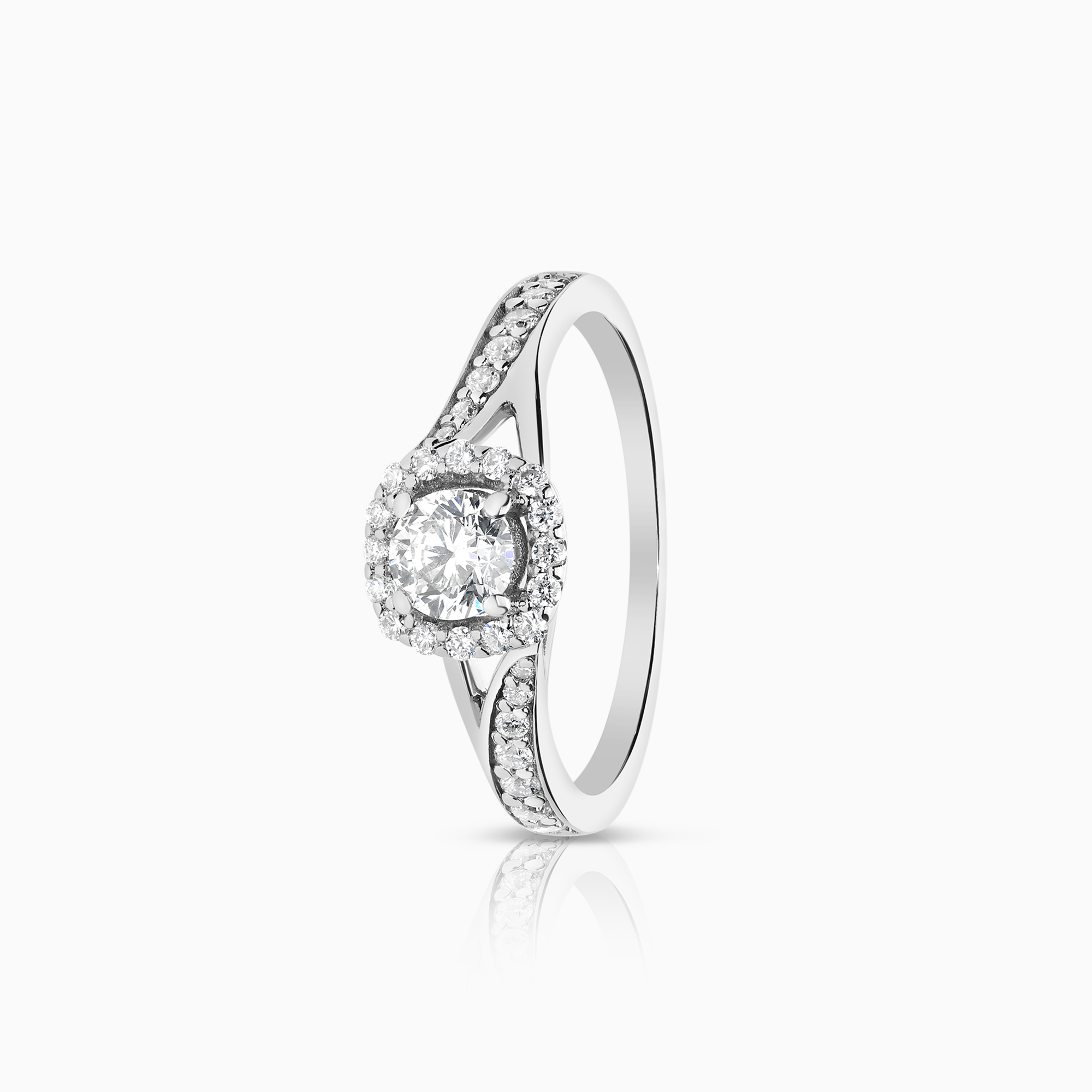 Halo ring 0.51ct 18K white gold