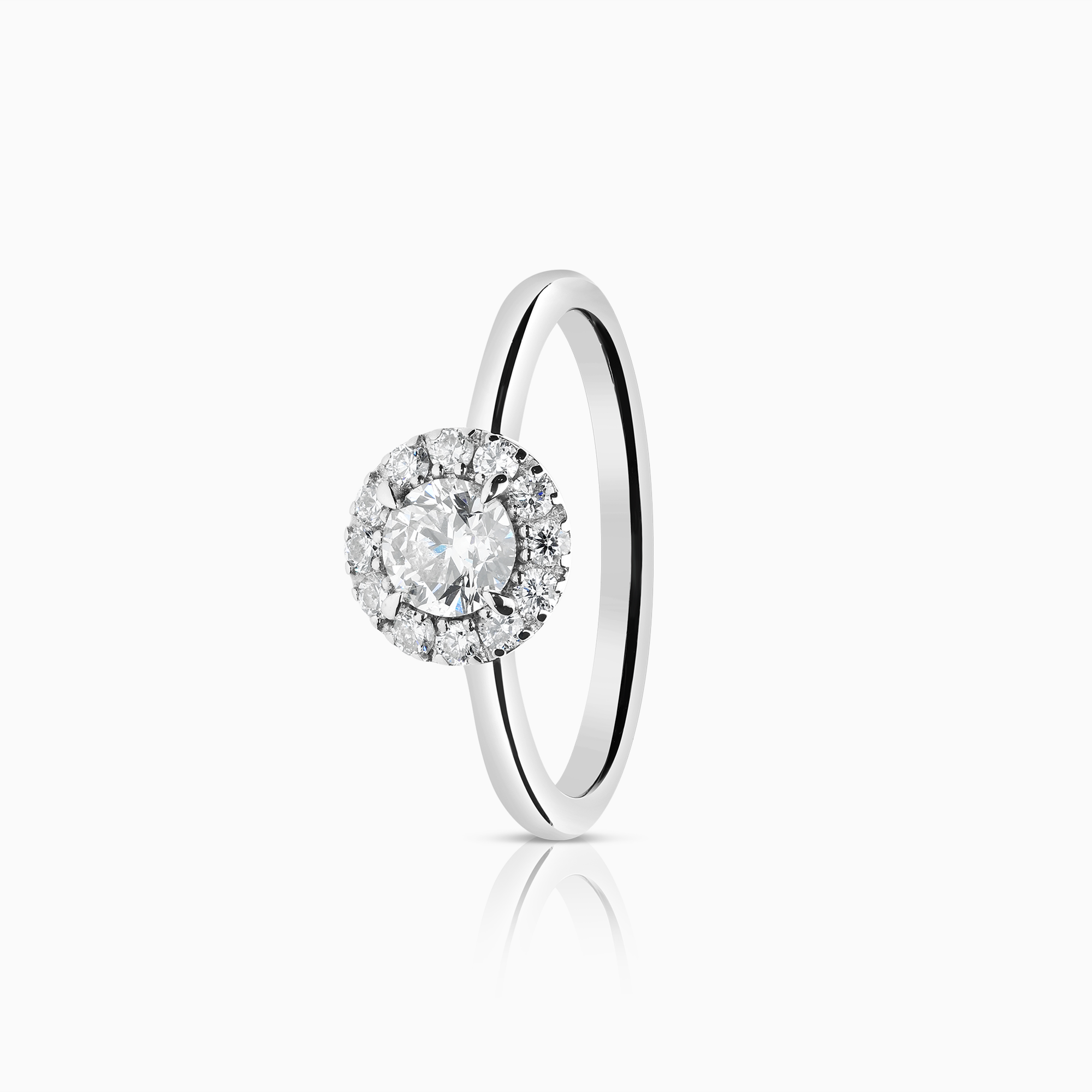 Halo ring 0.74ct 18K white gold