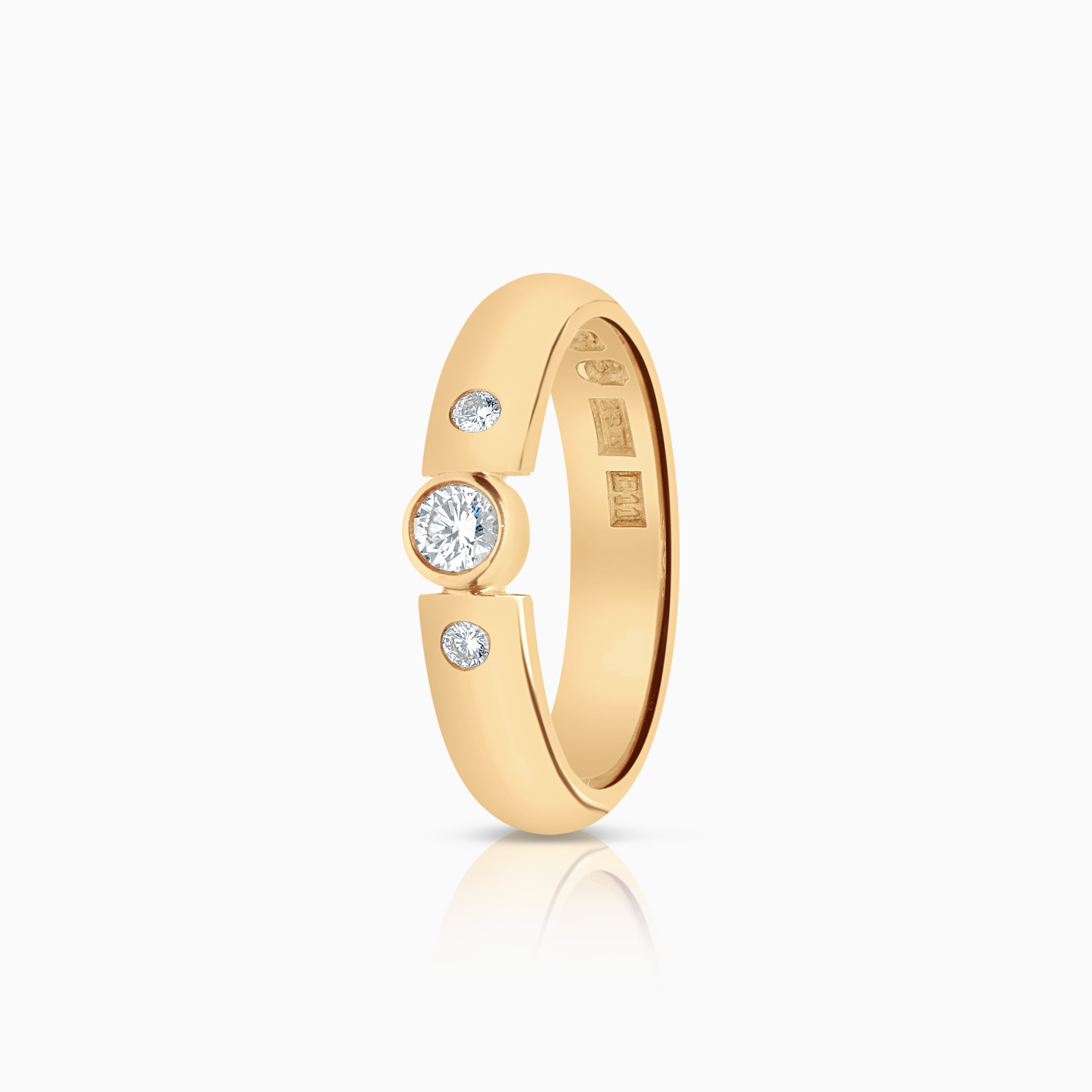 Trestenring 0,14ct 18K guld
