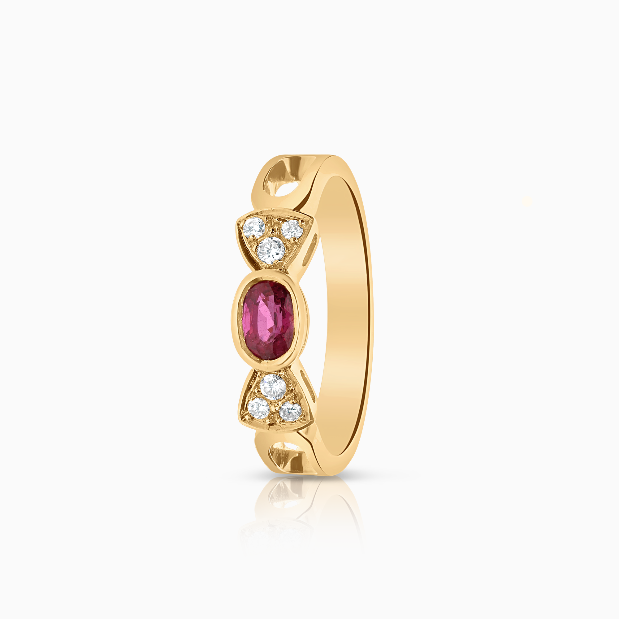 Diamantring med rubin 0,07ct 18K guld