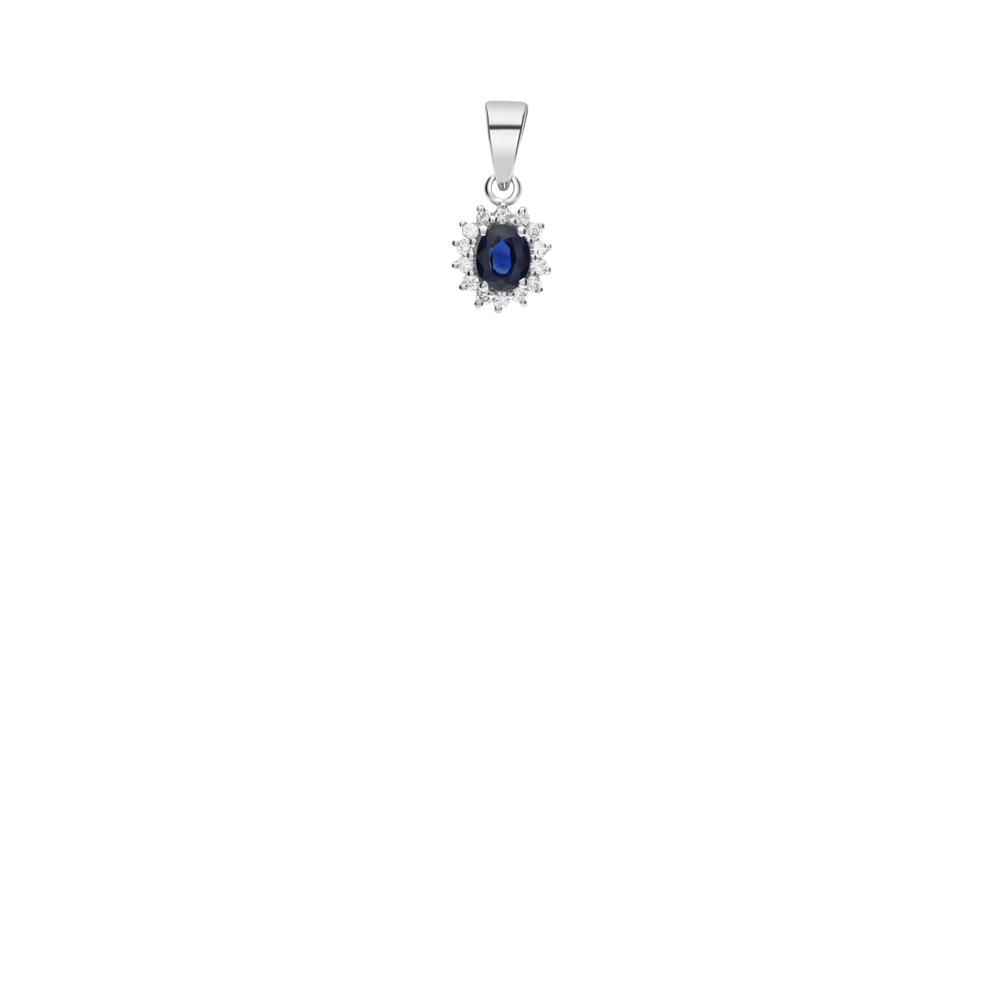 Diamanthänge 0,12ct med safir 18K vitguld
