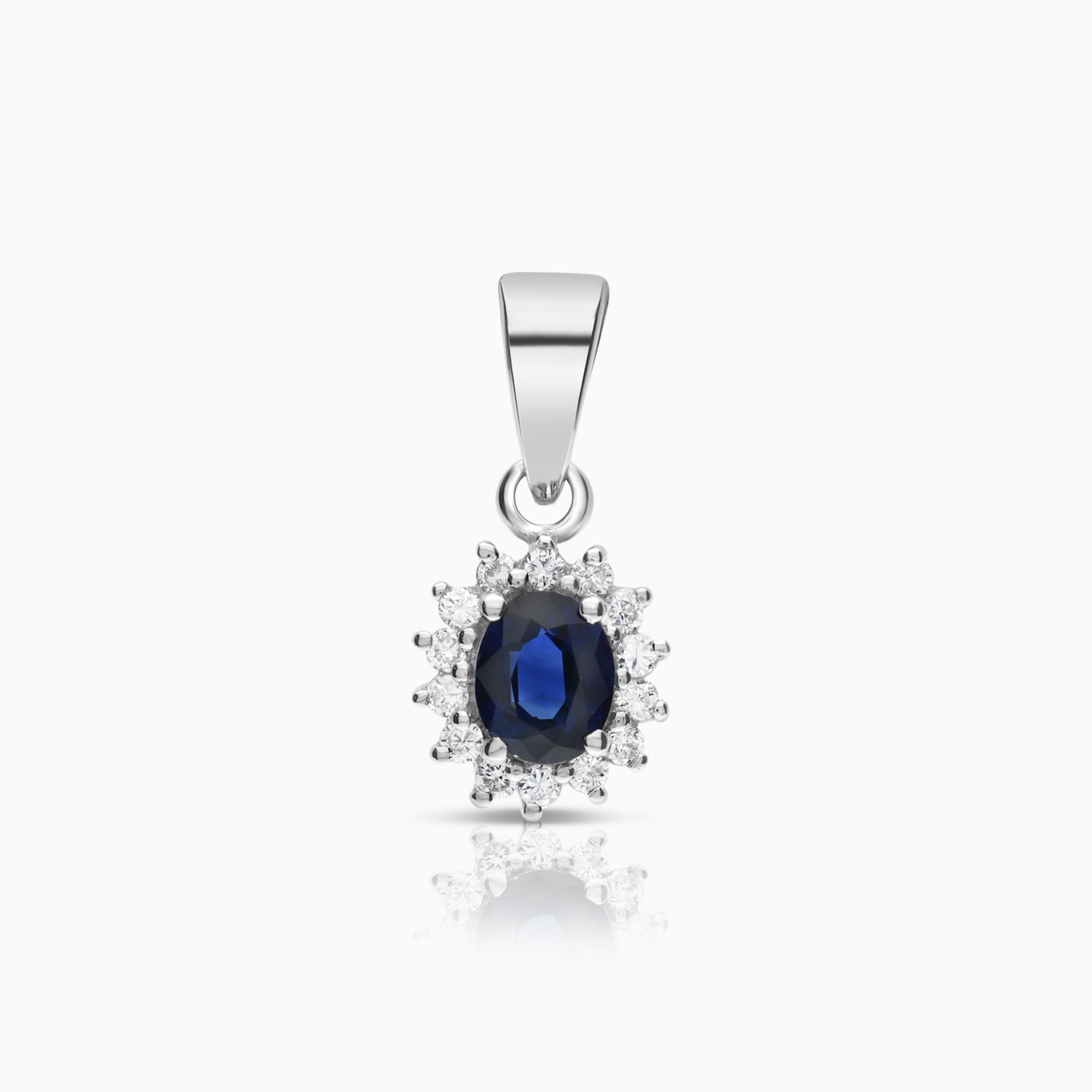 Diamanthänge 0,12ct med safir 18K vitguld
