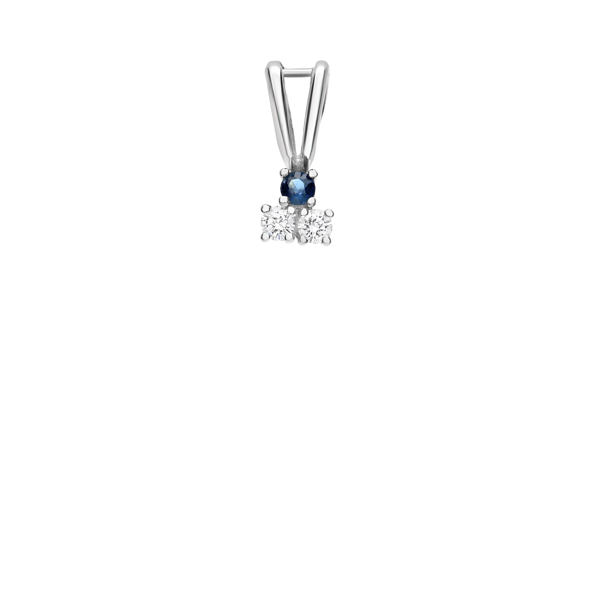 Diamond pendant with blue sapphire 0.08ct 18K white gold