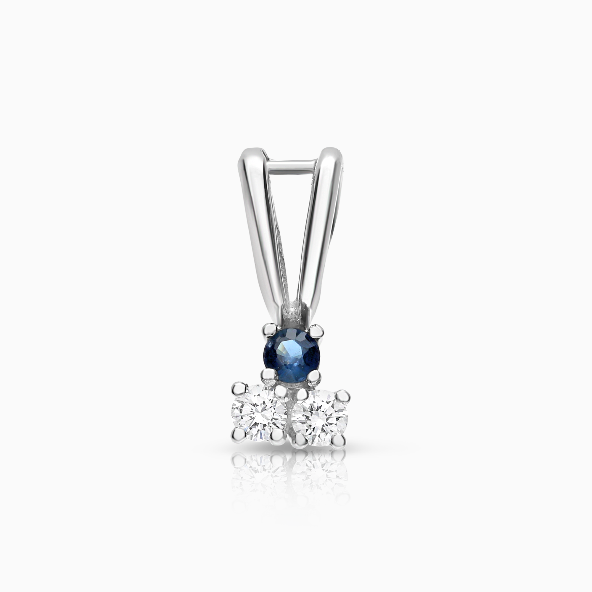 Diamond pendant with blue sapphire 0.08ct 18K white gold