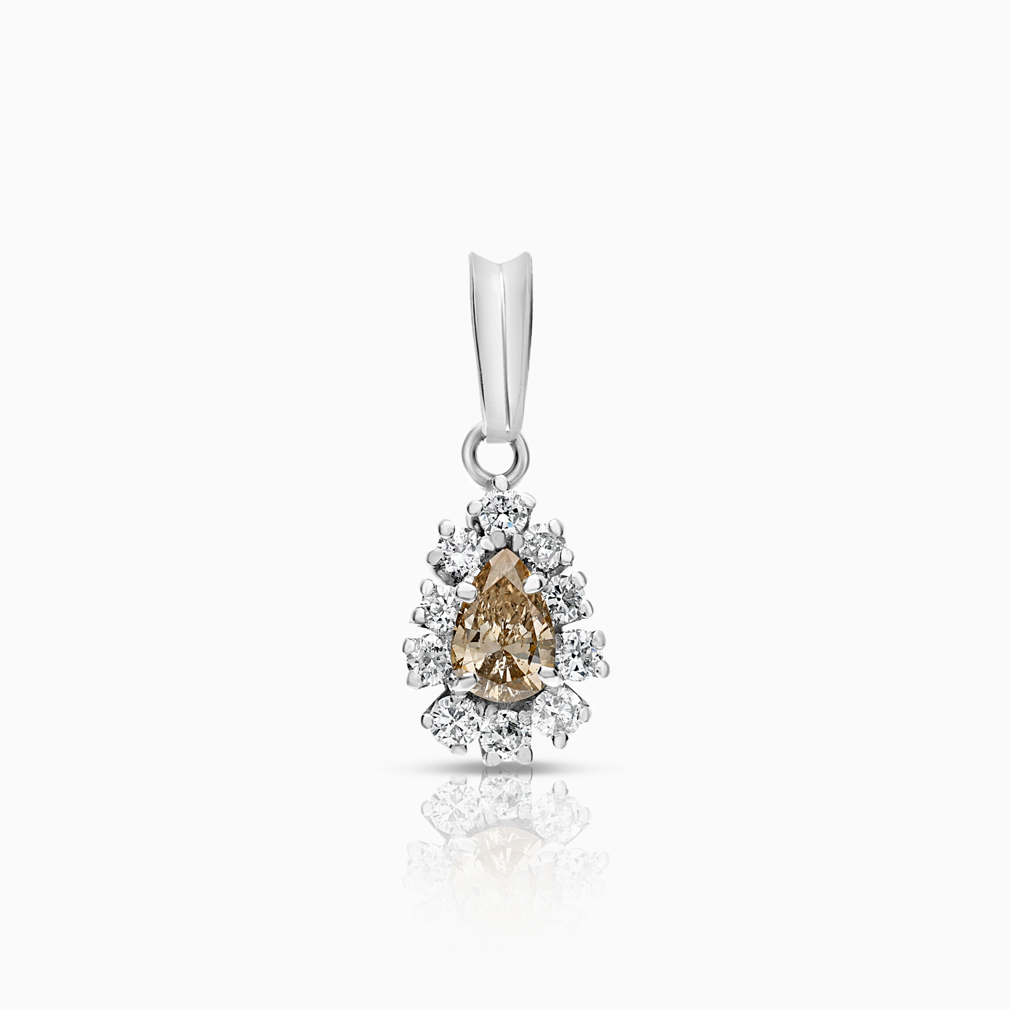 Diamanthänge med champagnefärgad mittsten 0,65ct 18K vitguld
