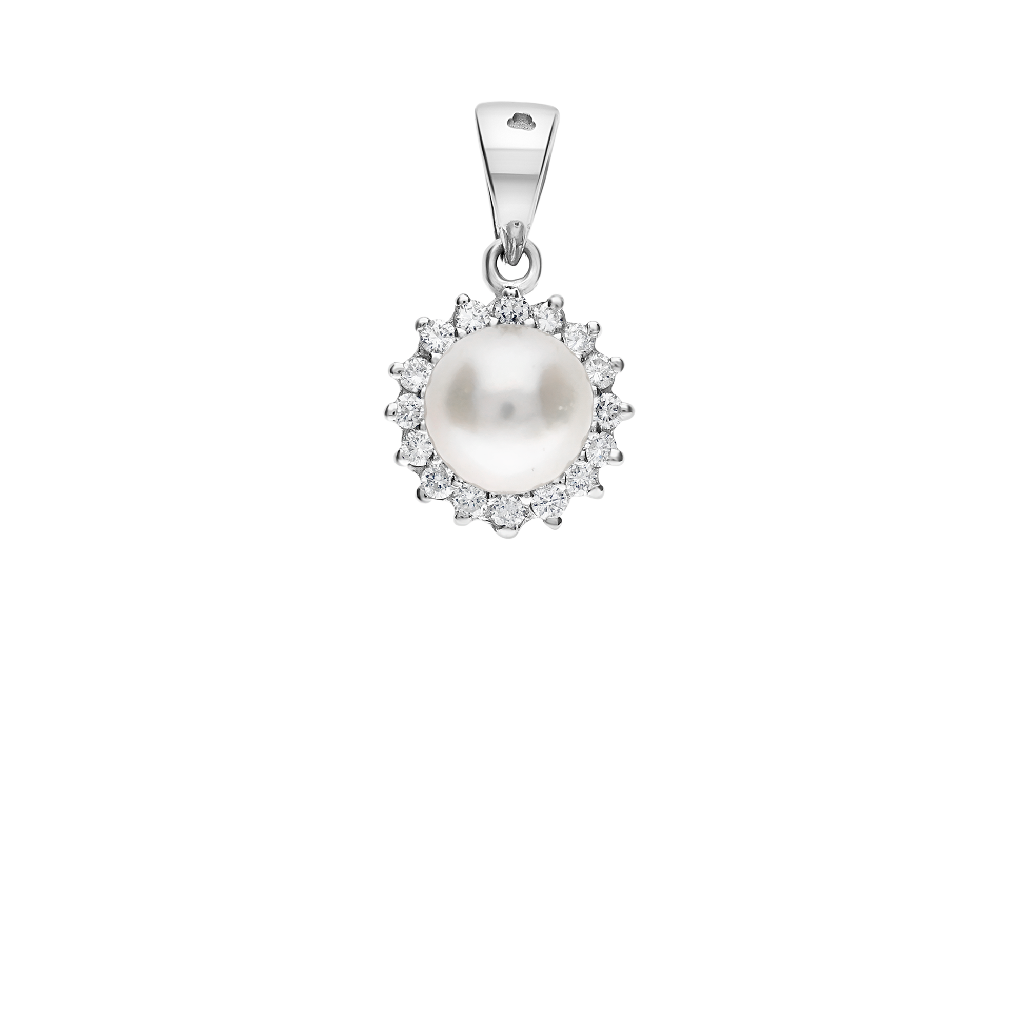 Diamanthänge med saltvattenspärla 0,19ct, 18K vitguld