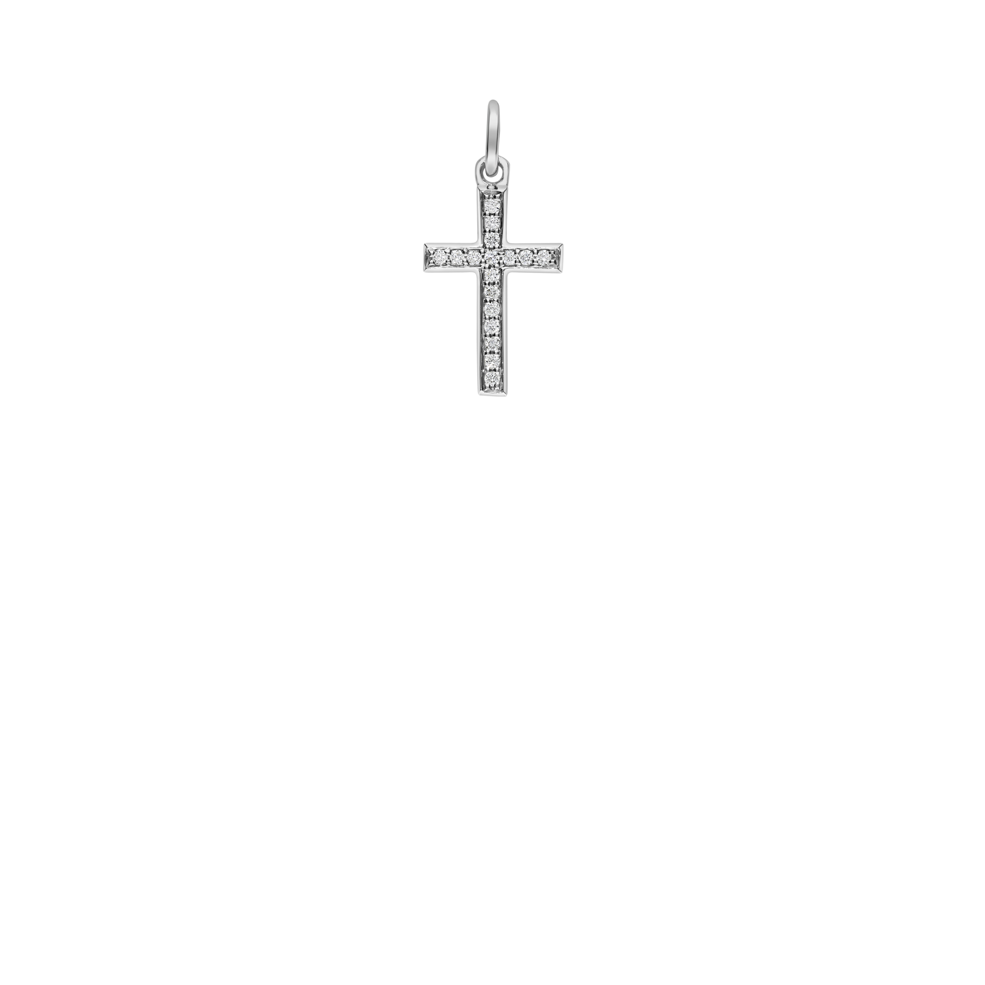 Pendant cross with diamonds 0.08ct 18K white gold