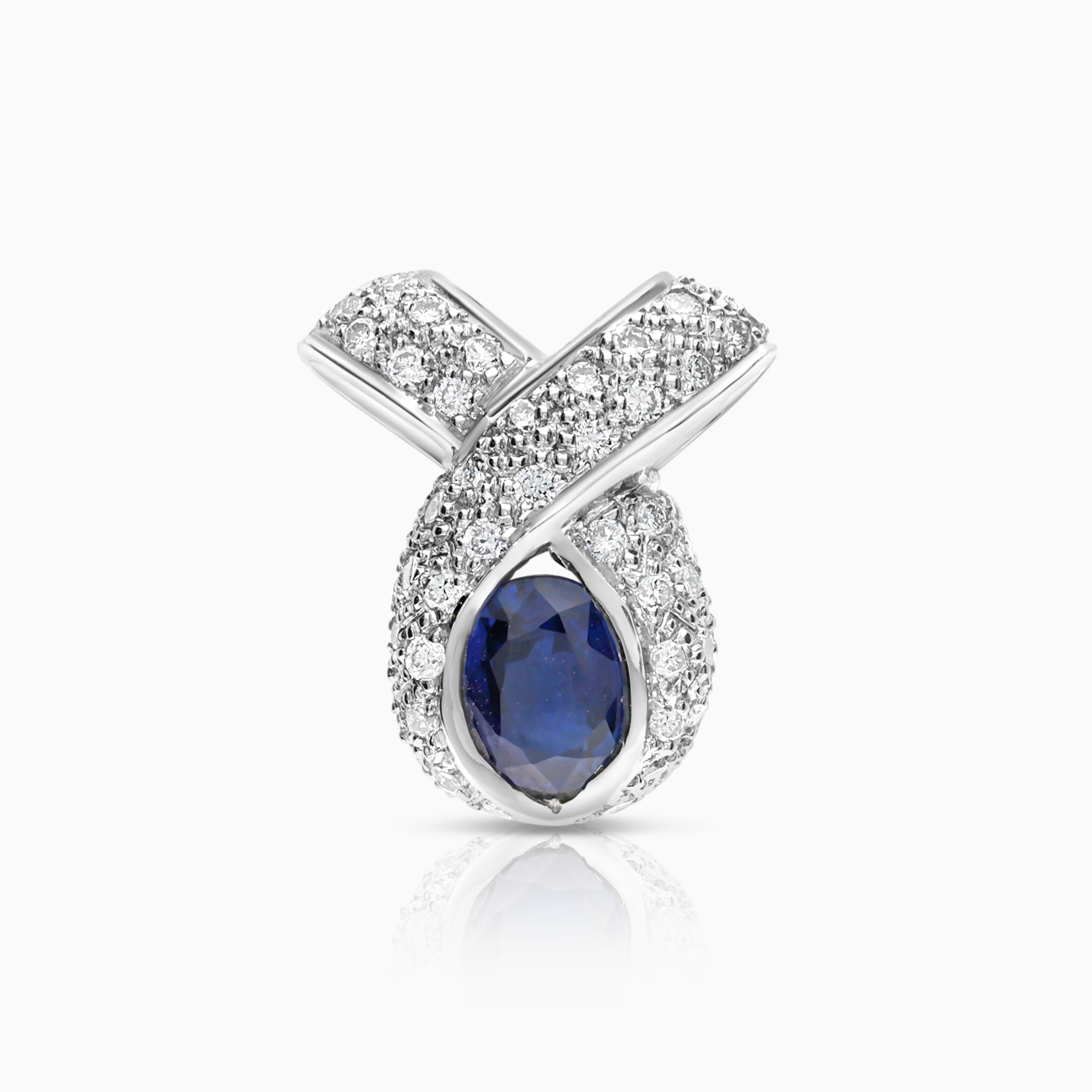 Diamanthänge med blå safir 0,22ct 18K vitguld