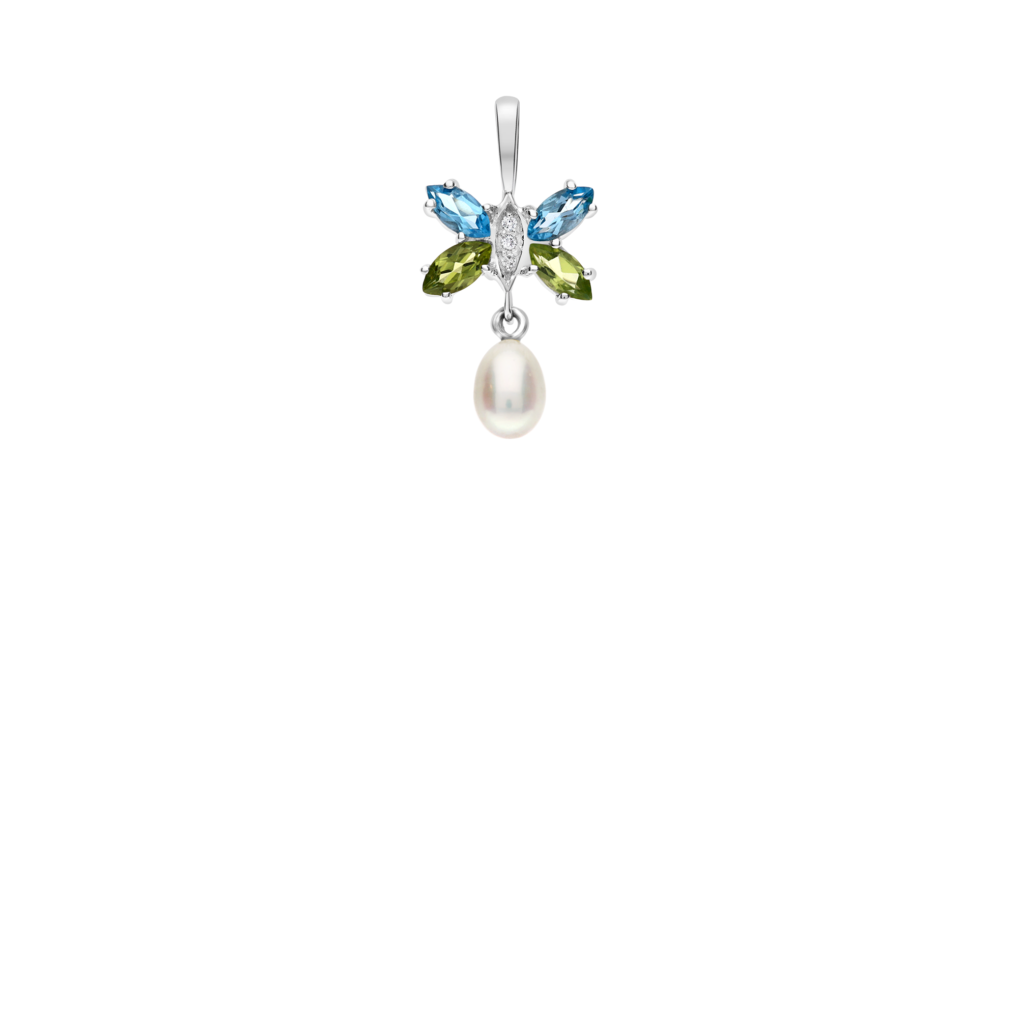 Diamanthänge med ädelstenar 2,44g 18K vitguld
