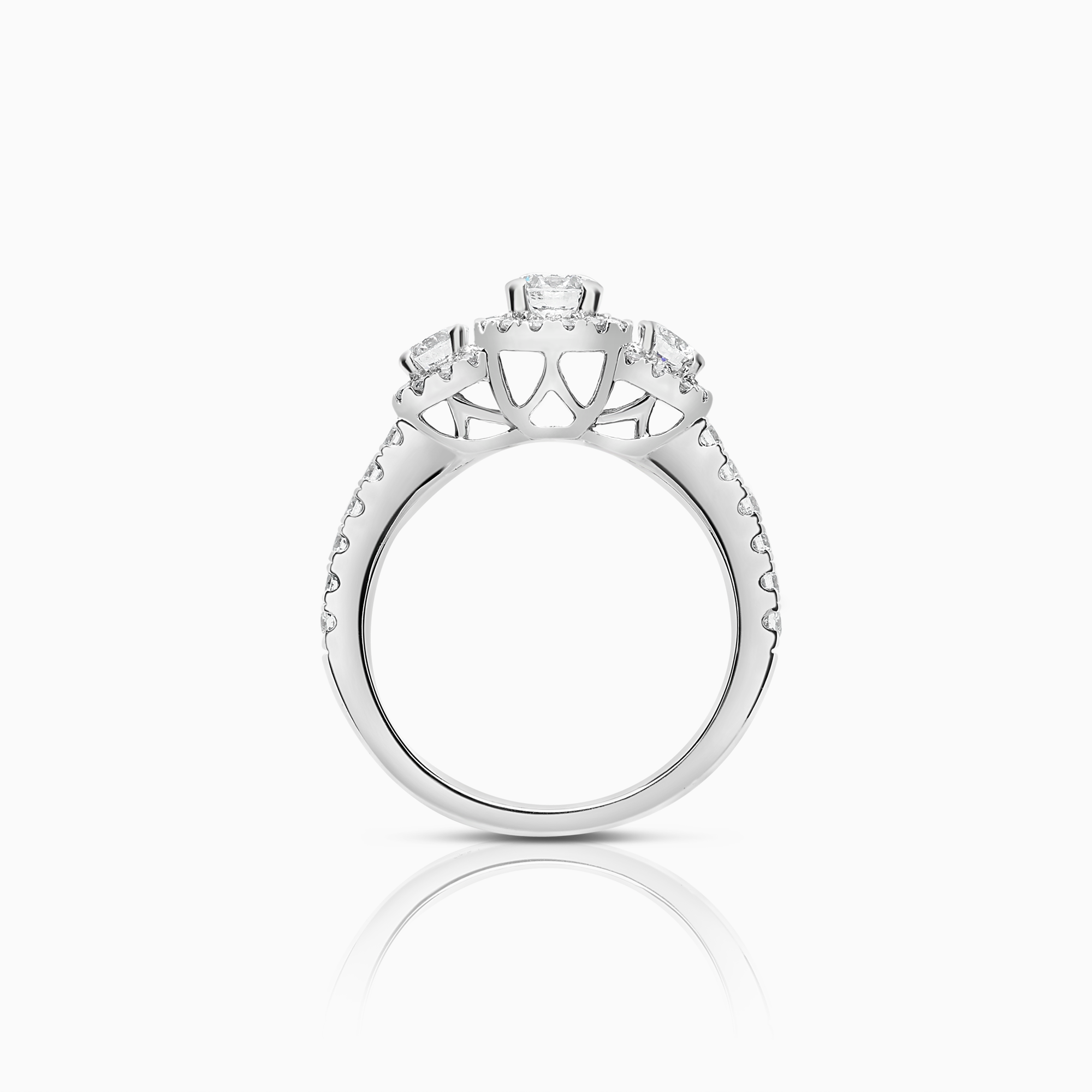 Trestensring 0,98ct 18K vitguld