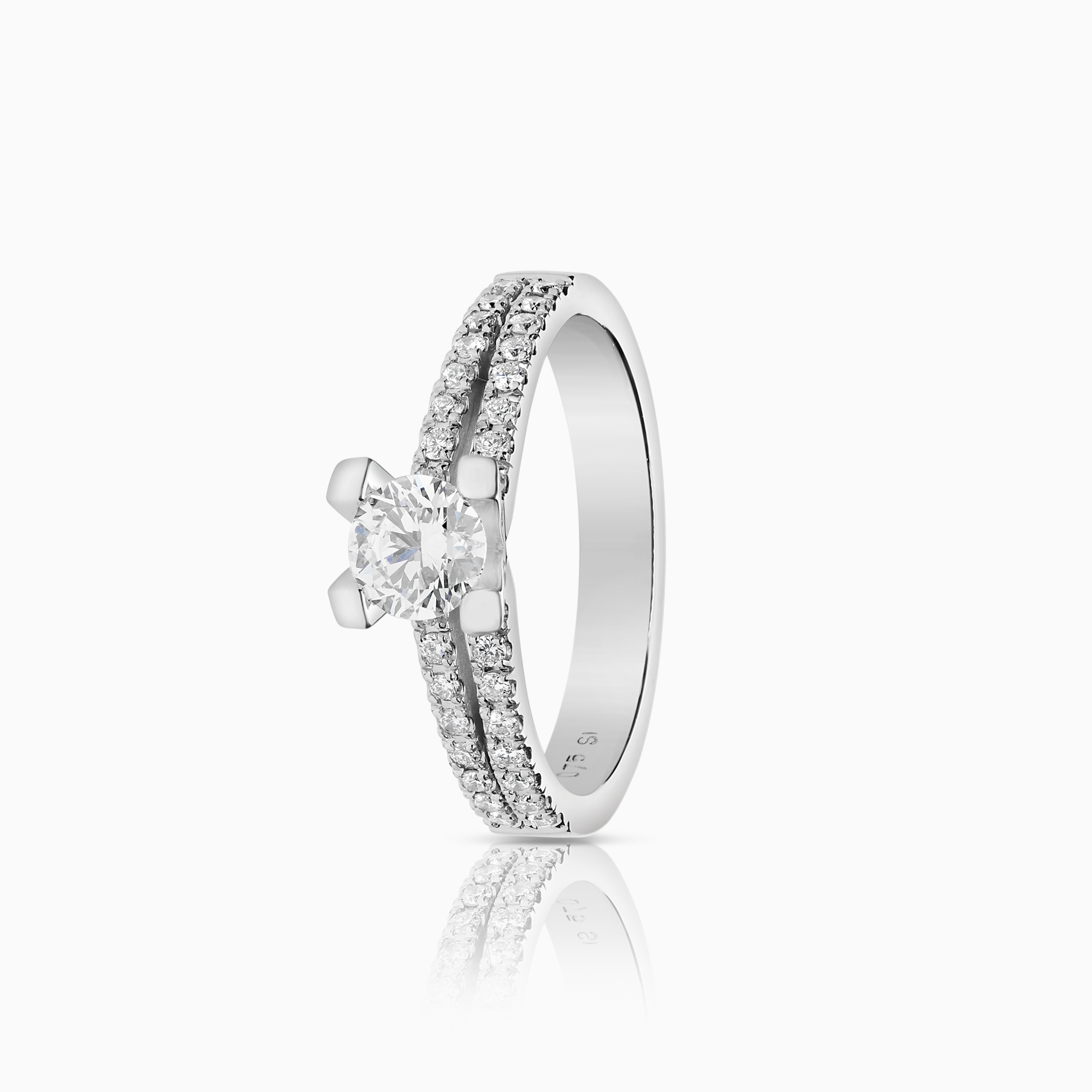 Sidostensring 0,75ct 18K vitguld