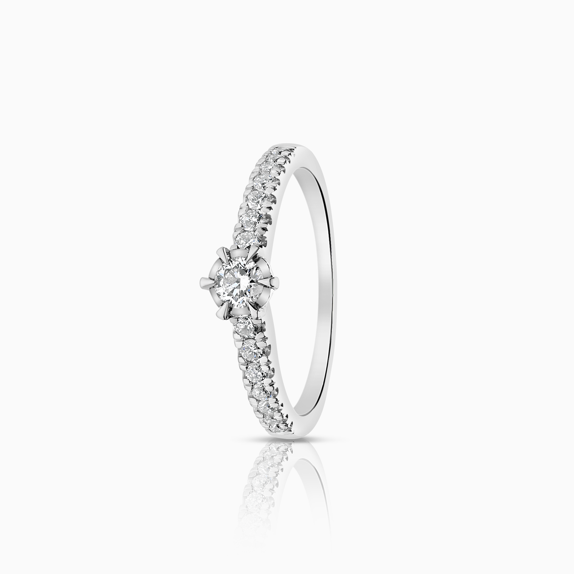Sidostensring 0,34ct 18K vitguld